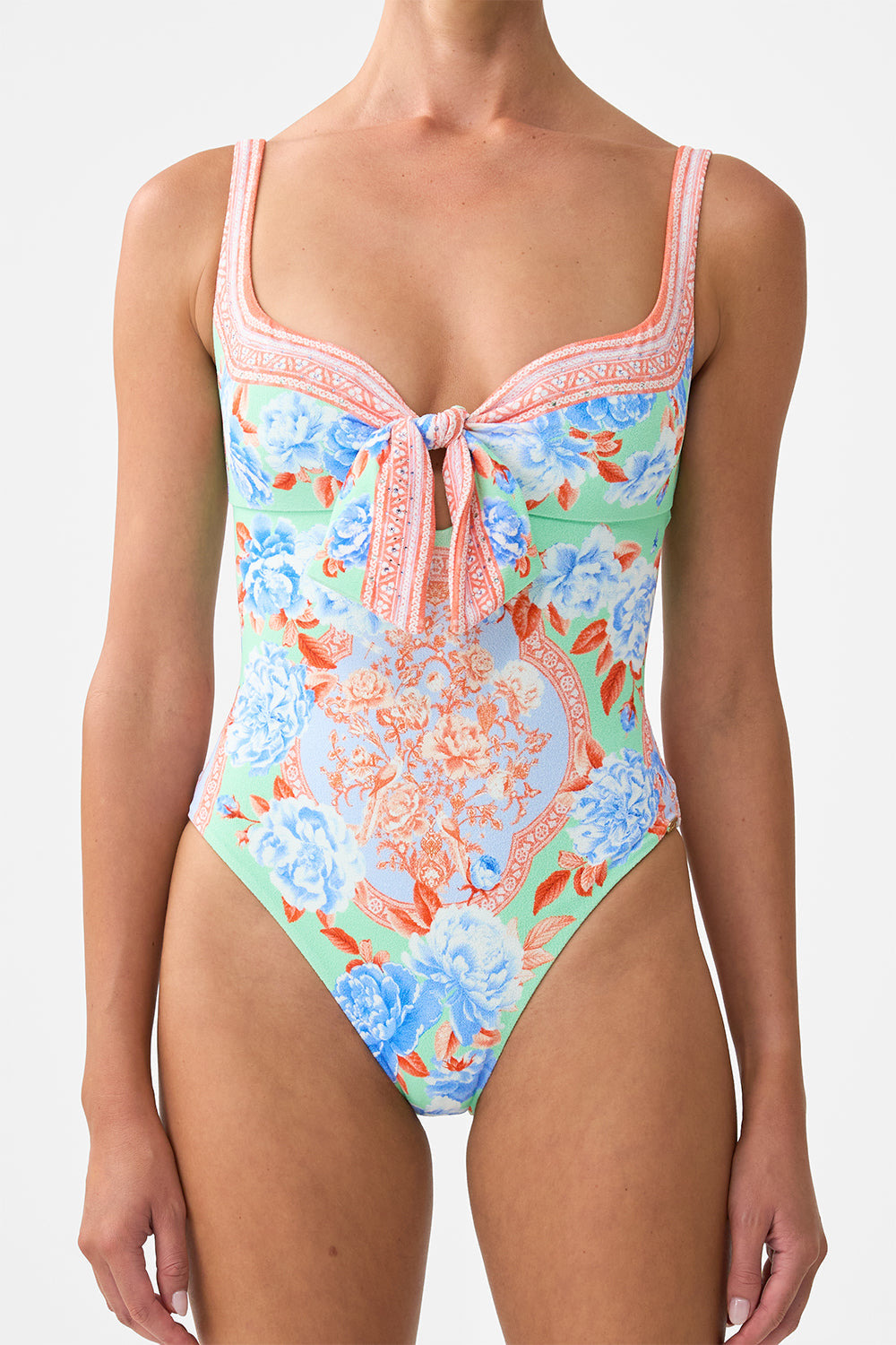 SWEETHEART NECK ONE PIECE WITH TIE FRONT - 6