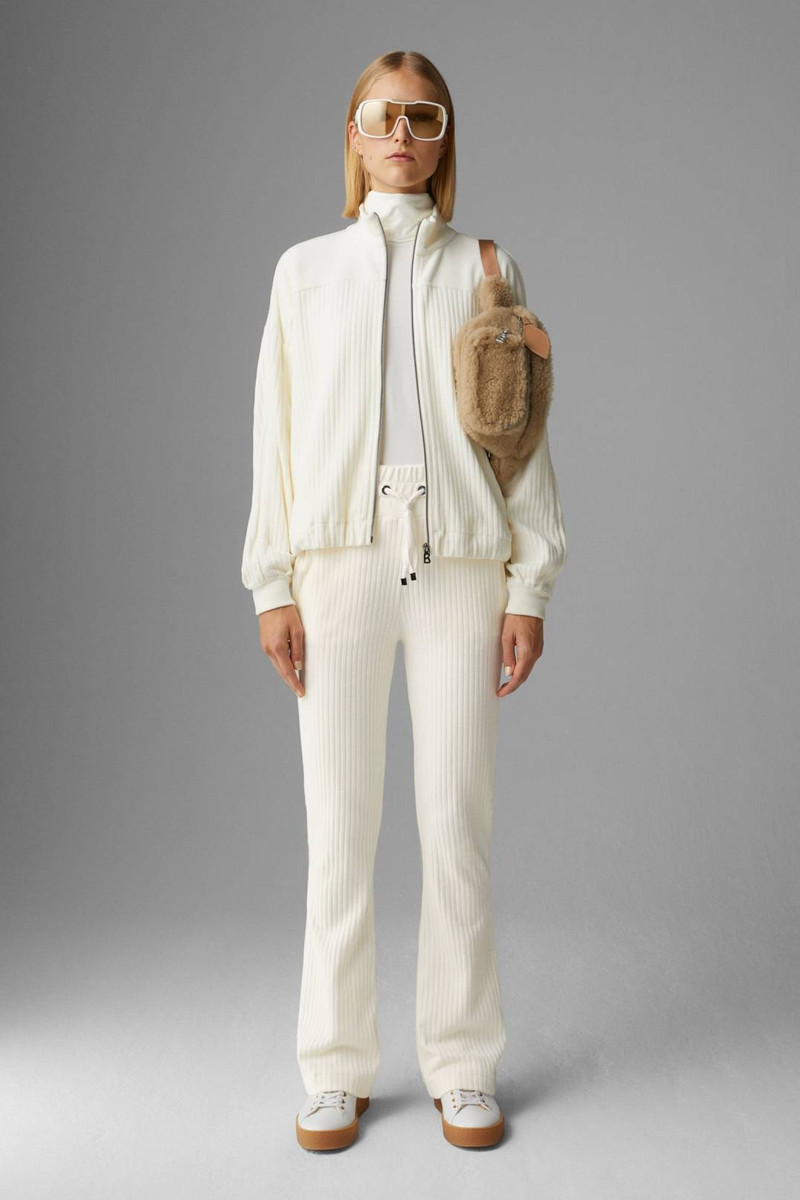 BOGNER VIKA VELVET JOGGING TROUSERS IN OFF-WHITE outlook