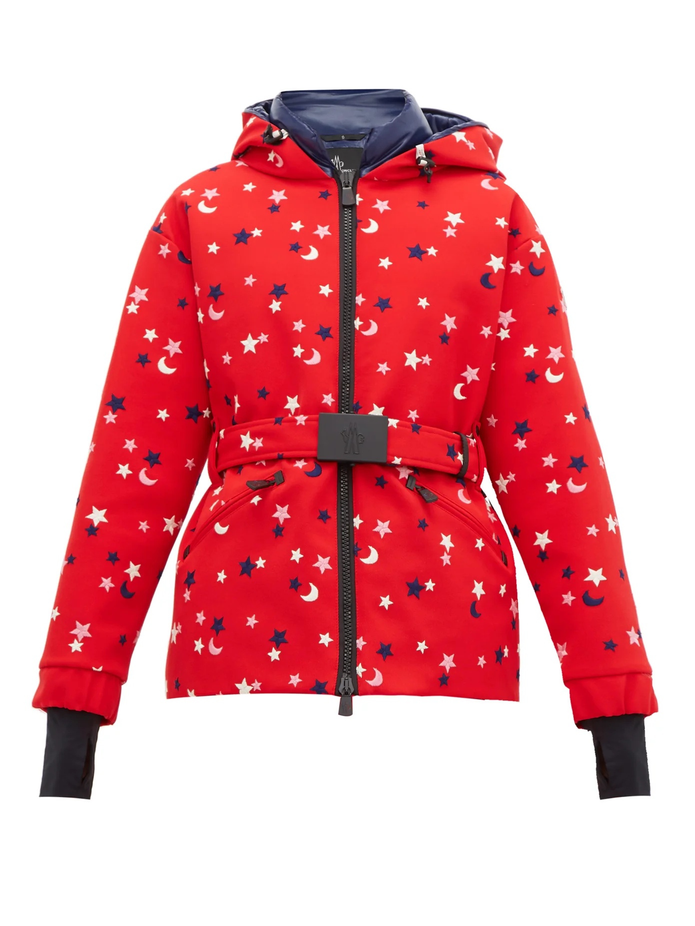 Star and moon embroidered ski jacket - 1