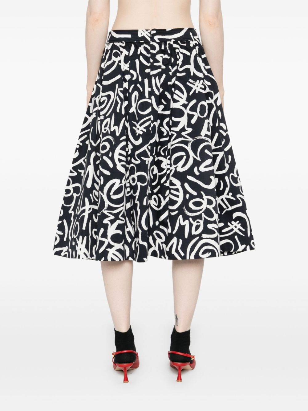 scribble-print poplin midi skirt - 4