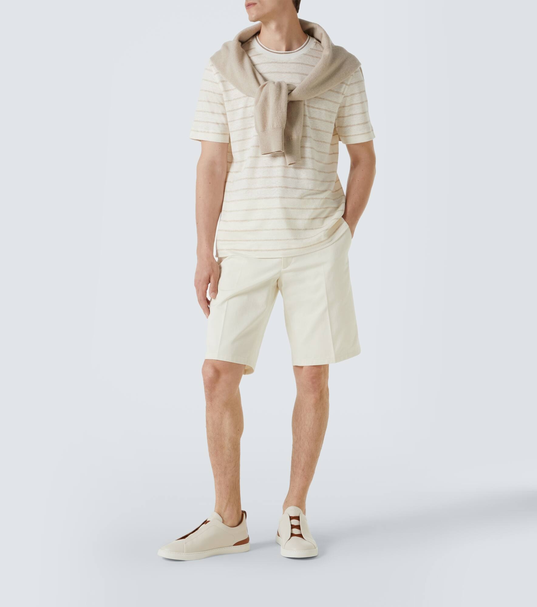 Striped linen-blend T-shirt - 2