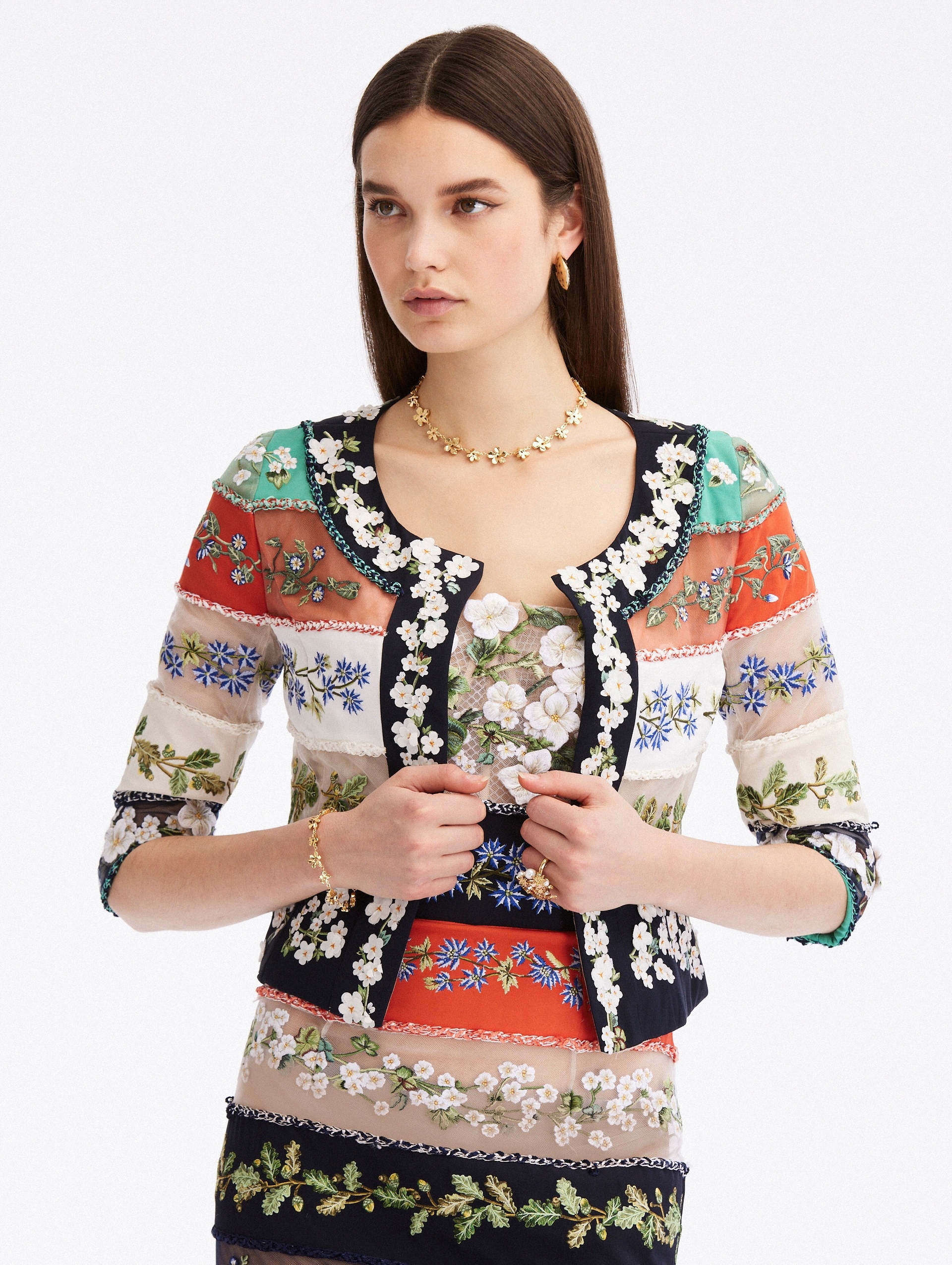 BOTANICAL STRIPE THREADWORK JACKET - 1