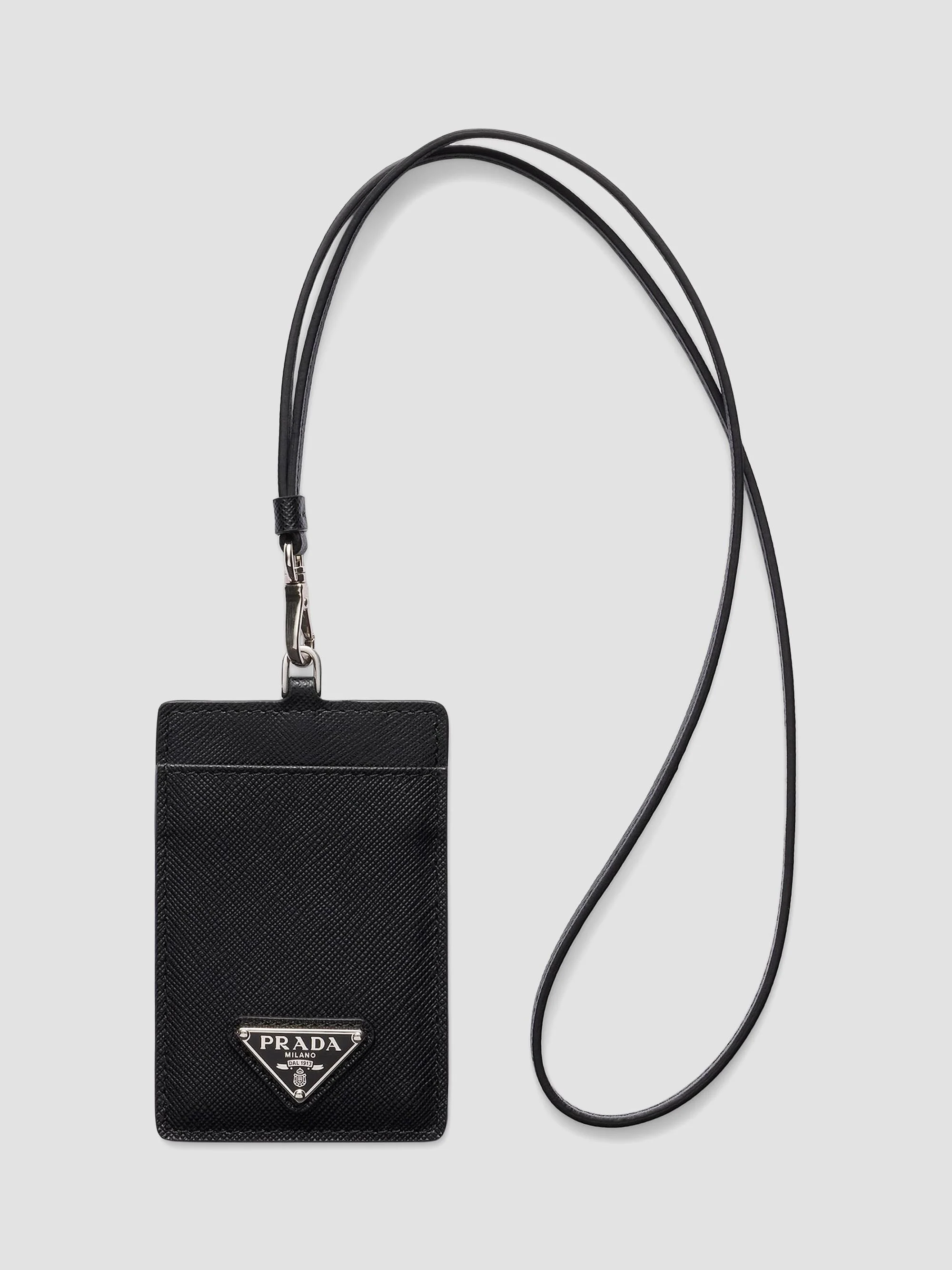 Women's Saffiano Leather Badge Holder - Black - 1