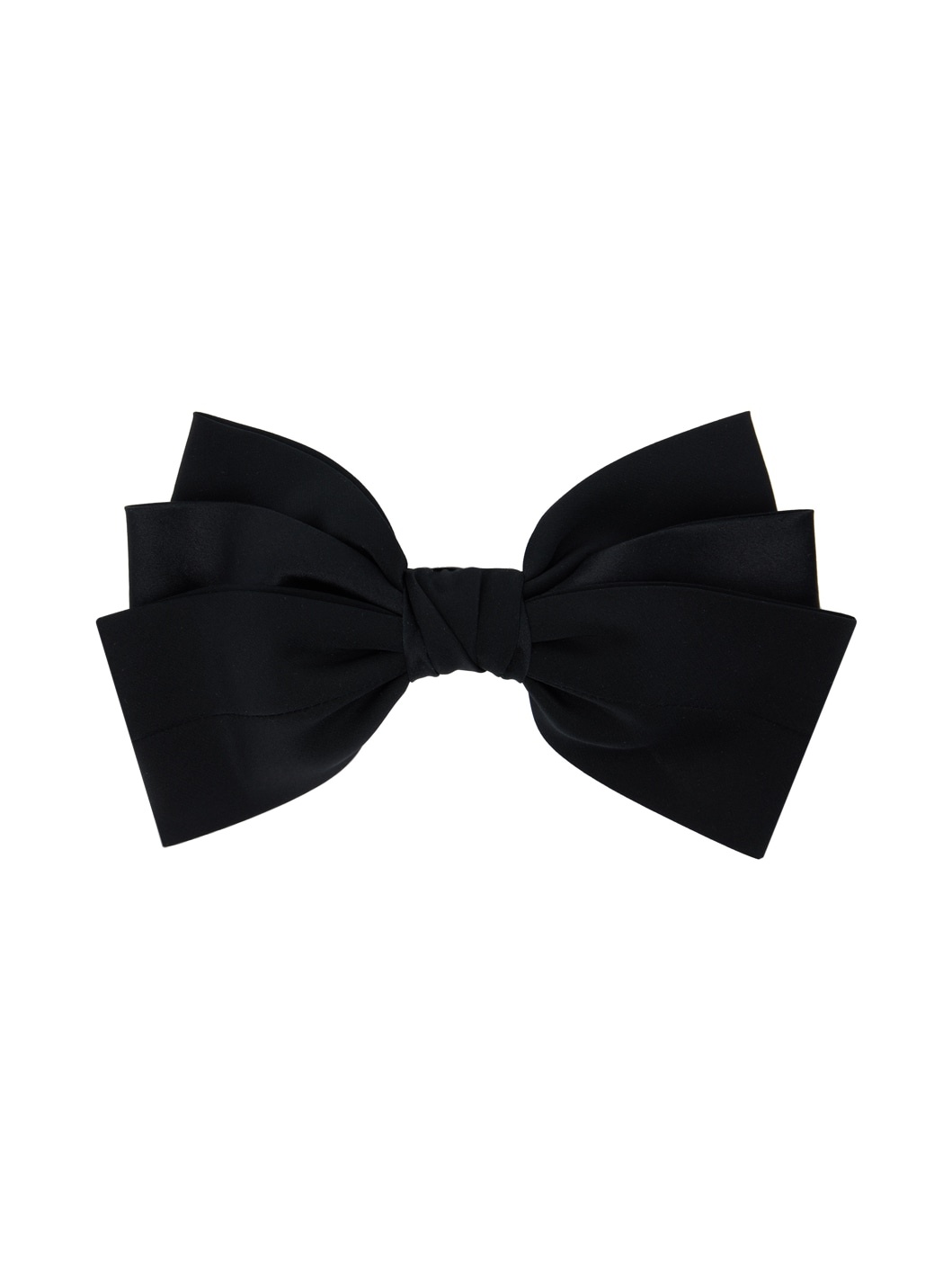 Black Classic Silk Bow Barrette - 1