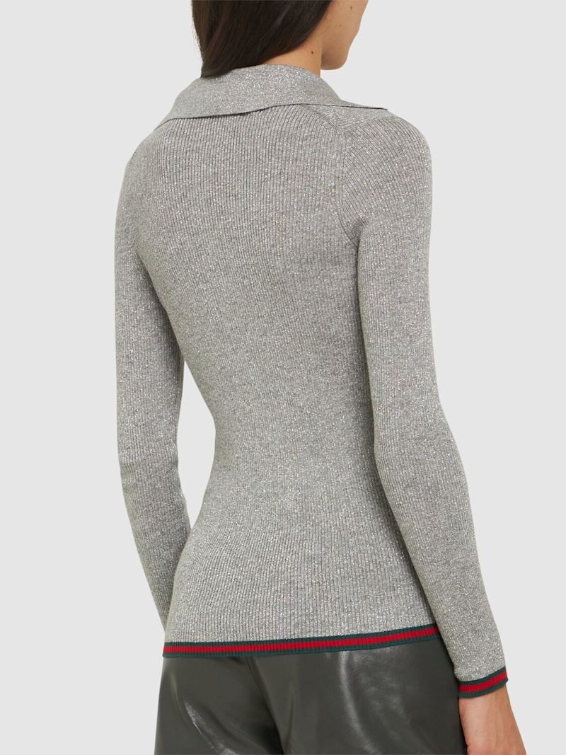 Extra fine rib cashmere blend knit top - 3