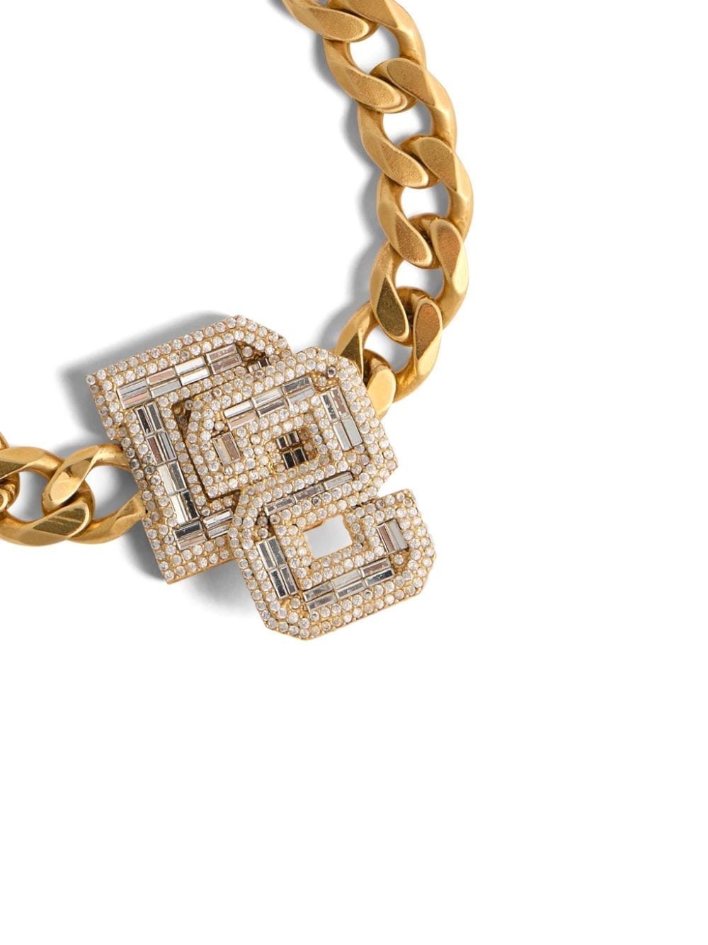 crystal-embellished logo necklace - 2