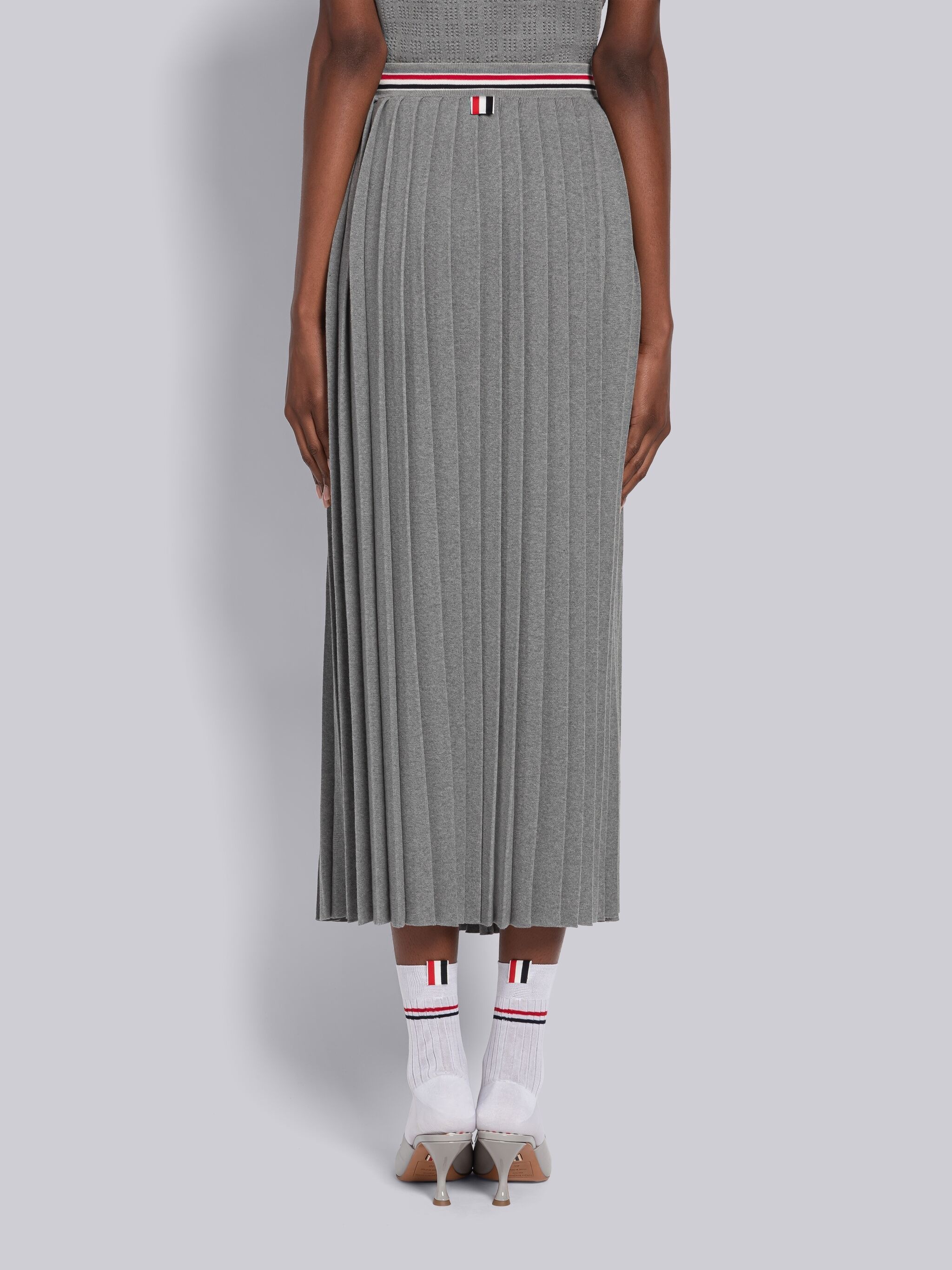 Cotton Stripe Pleated Skirt - 3