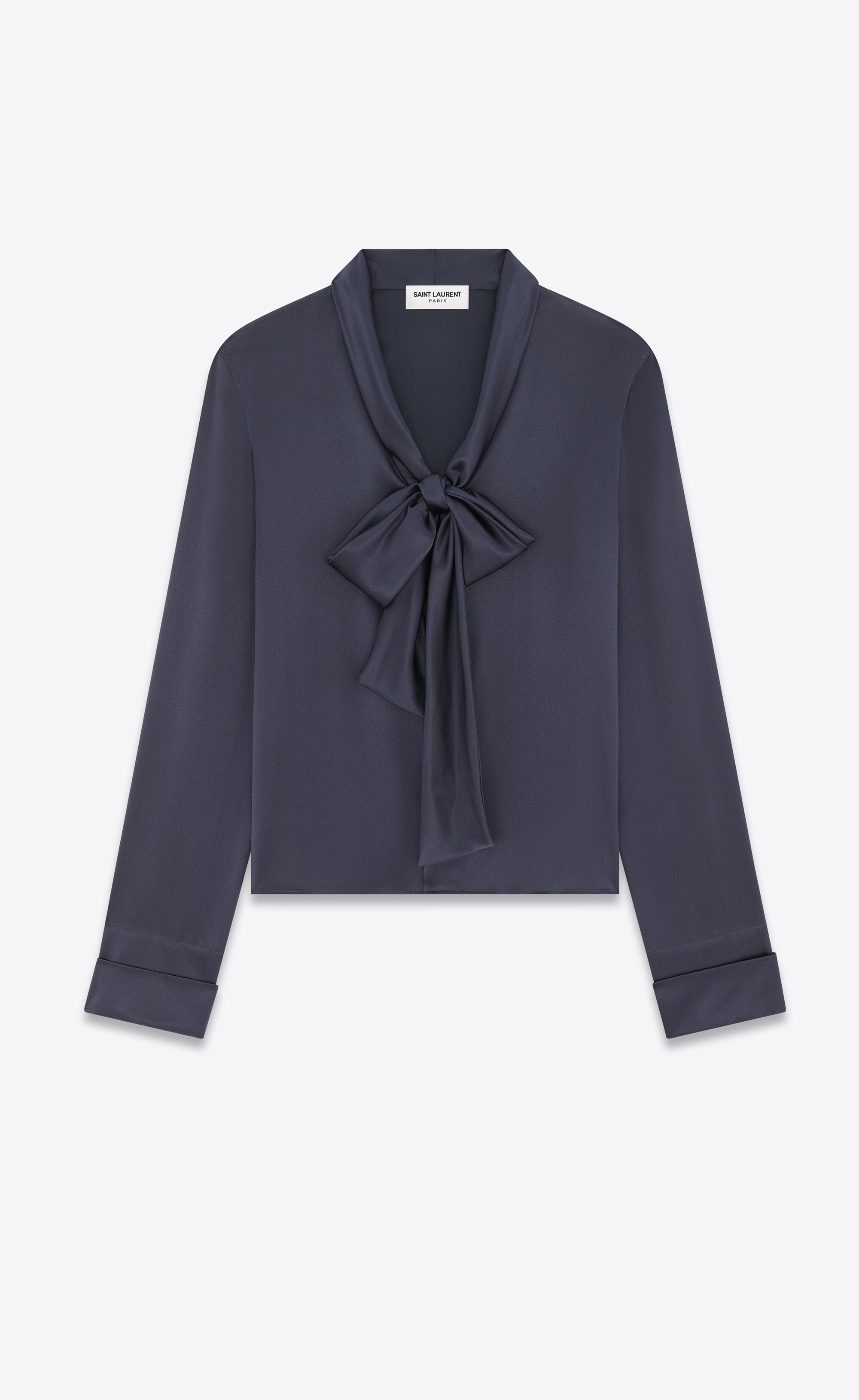 lavallière-neck shirt in silk satin - 1