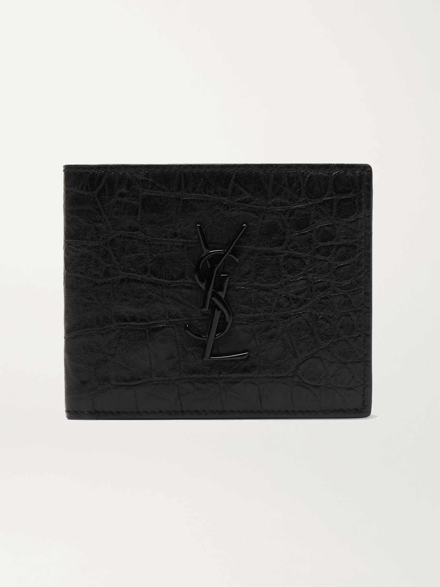 Logo-Appliquéd Croc-Effect Leather Billfold Wallet - 1