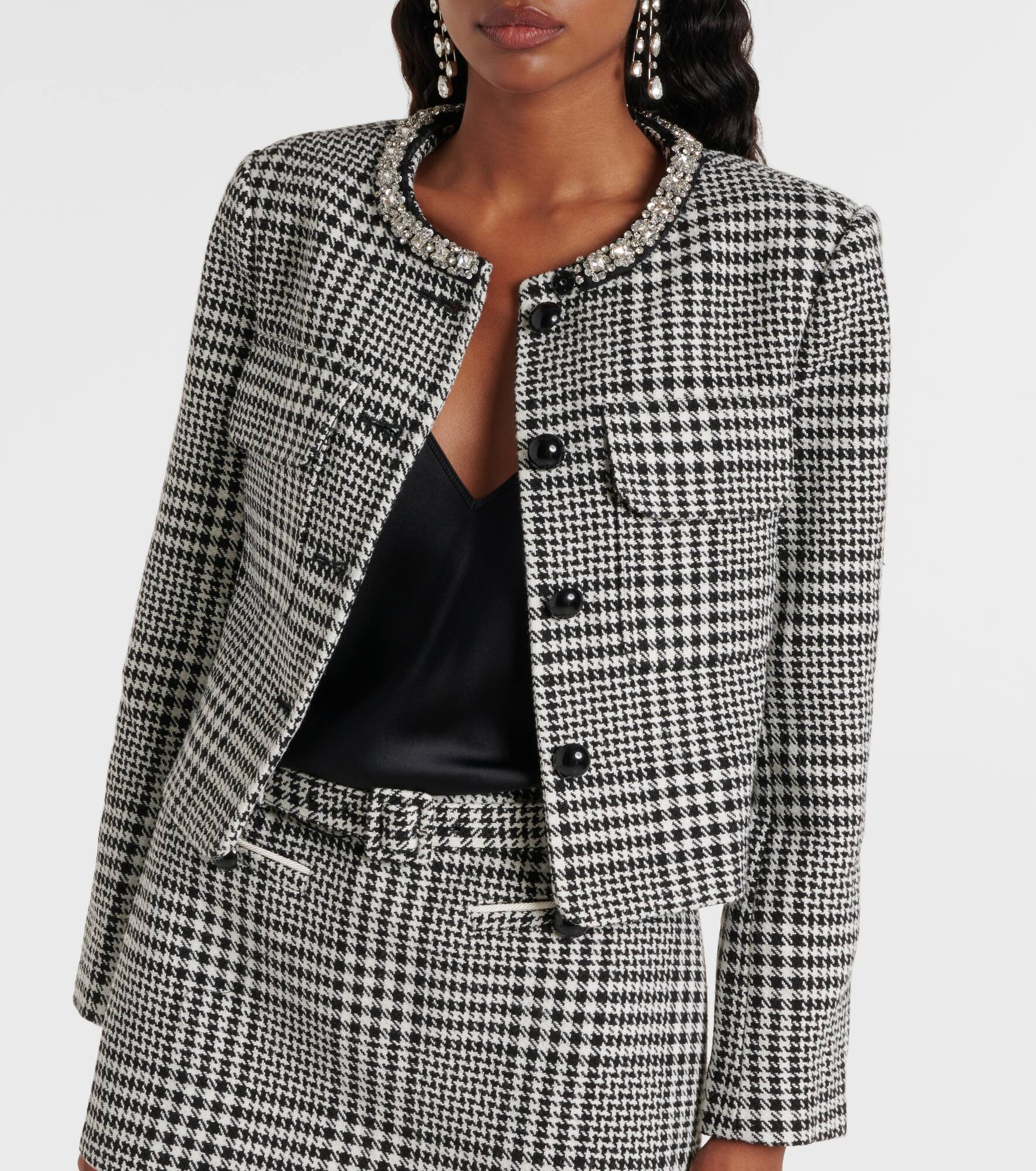 Embellished houndstooth cropped jacket - 6