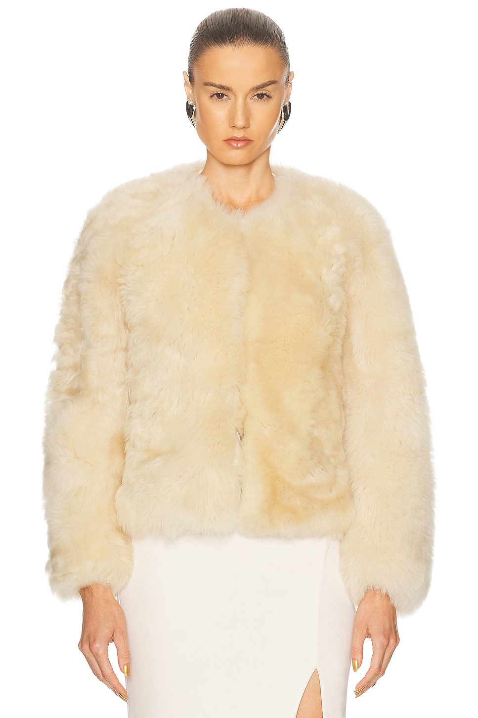 Shearling Collarless Jacket - 2