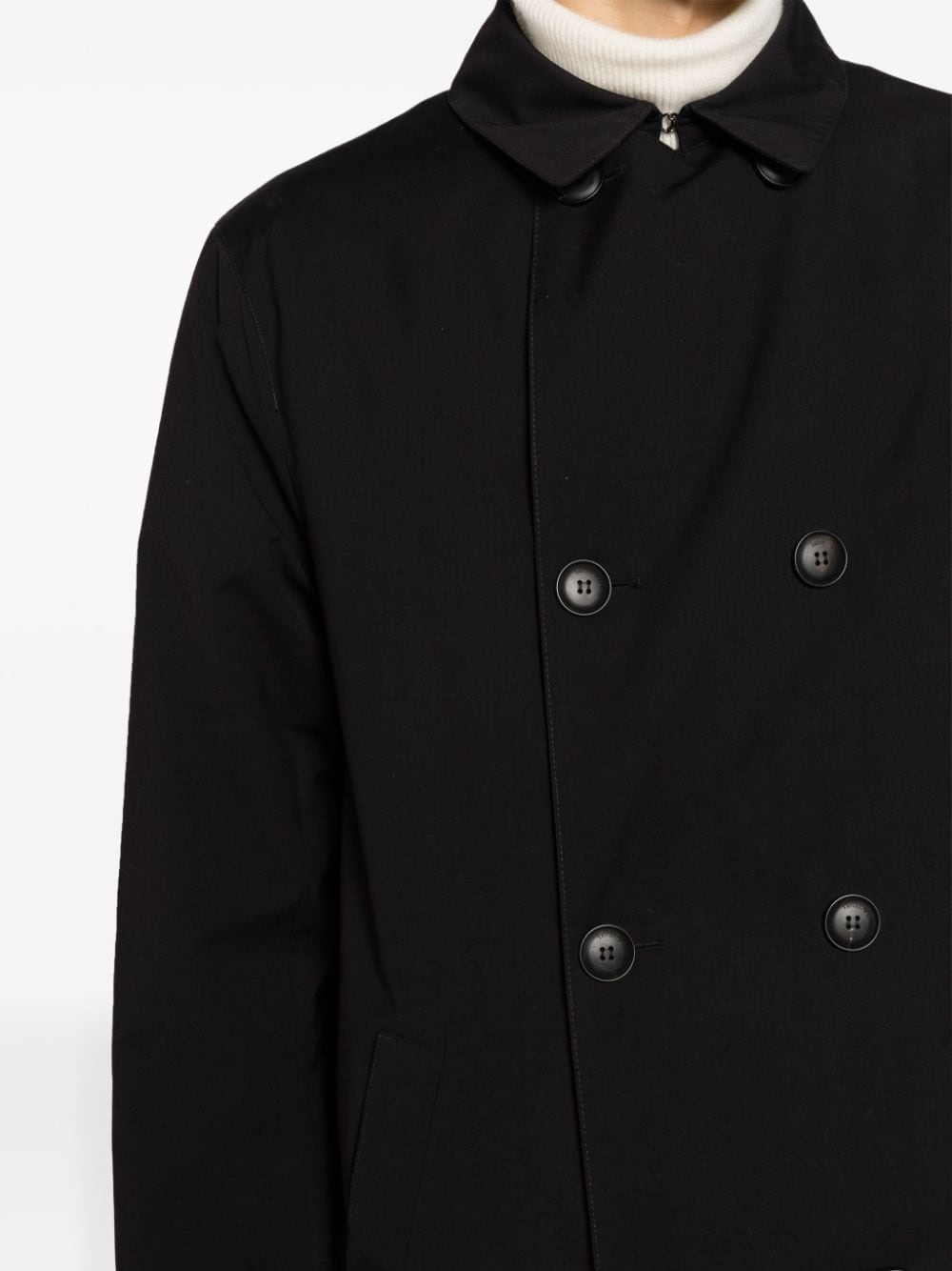 classic-collar double-breasted coat - 5