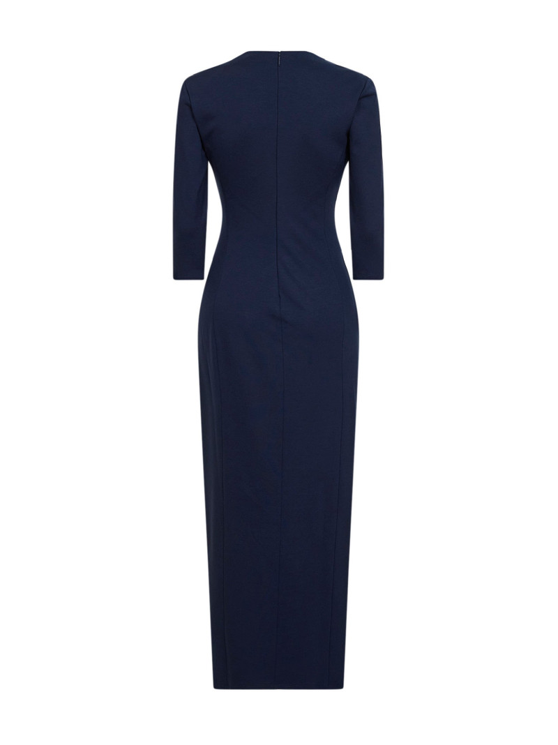 GIORGIO ARMANI Blue ASV viscose blend Milano-stitch midi dress outlook