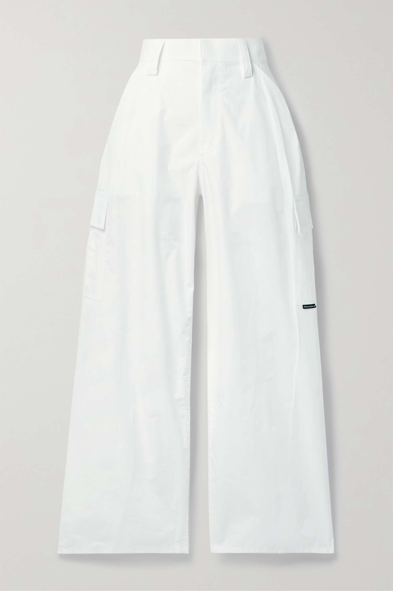 Cotton-poplin wide-leg cargo pants - 1