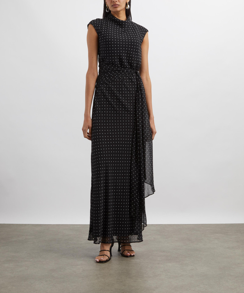 ROTATE Polka Dot Tie Maxi Dress outlook