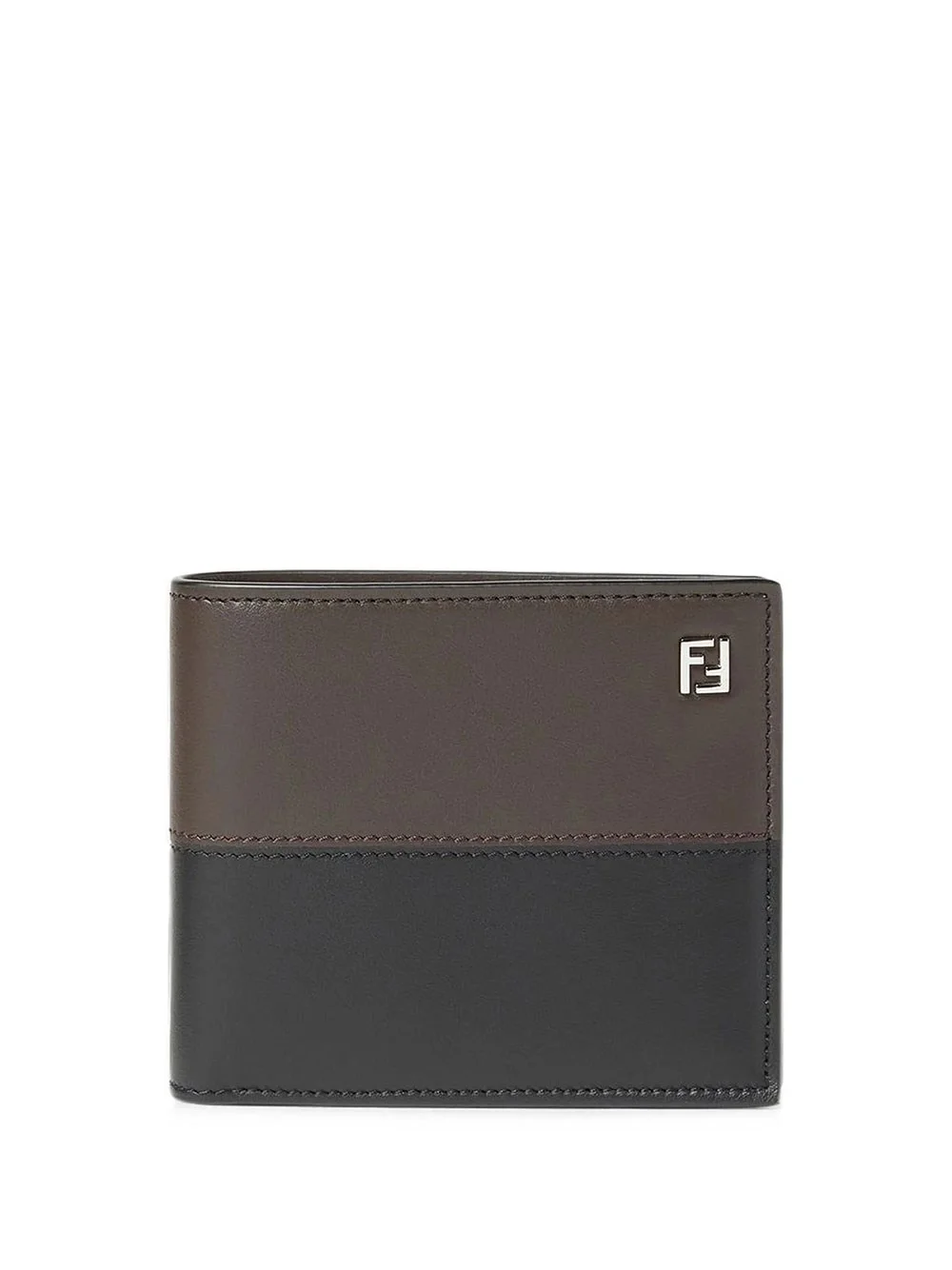 Fendi wallet "ff double" in bicolor black/ebony leather - 1
