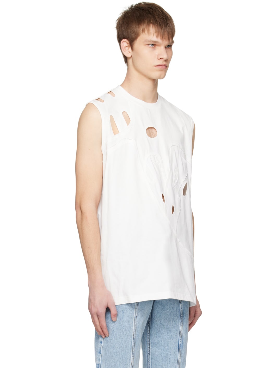 White Cutout Tank Top - 2
