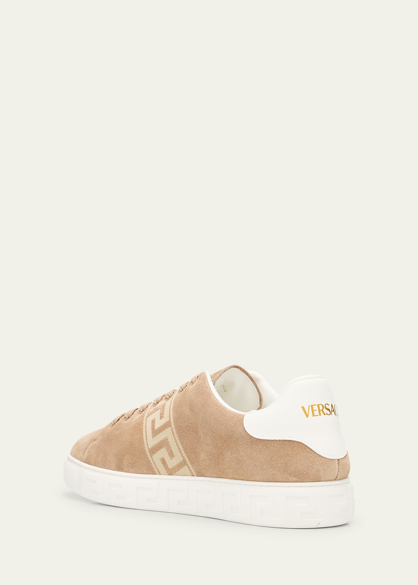 Men's La Greca Greek Key Suede Low-Top Sneakers - 4
