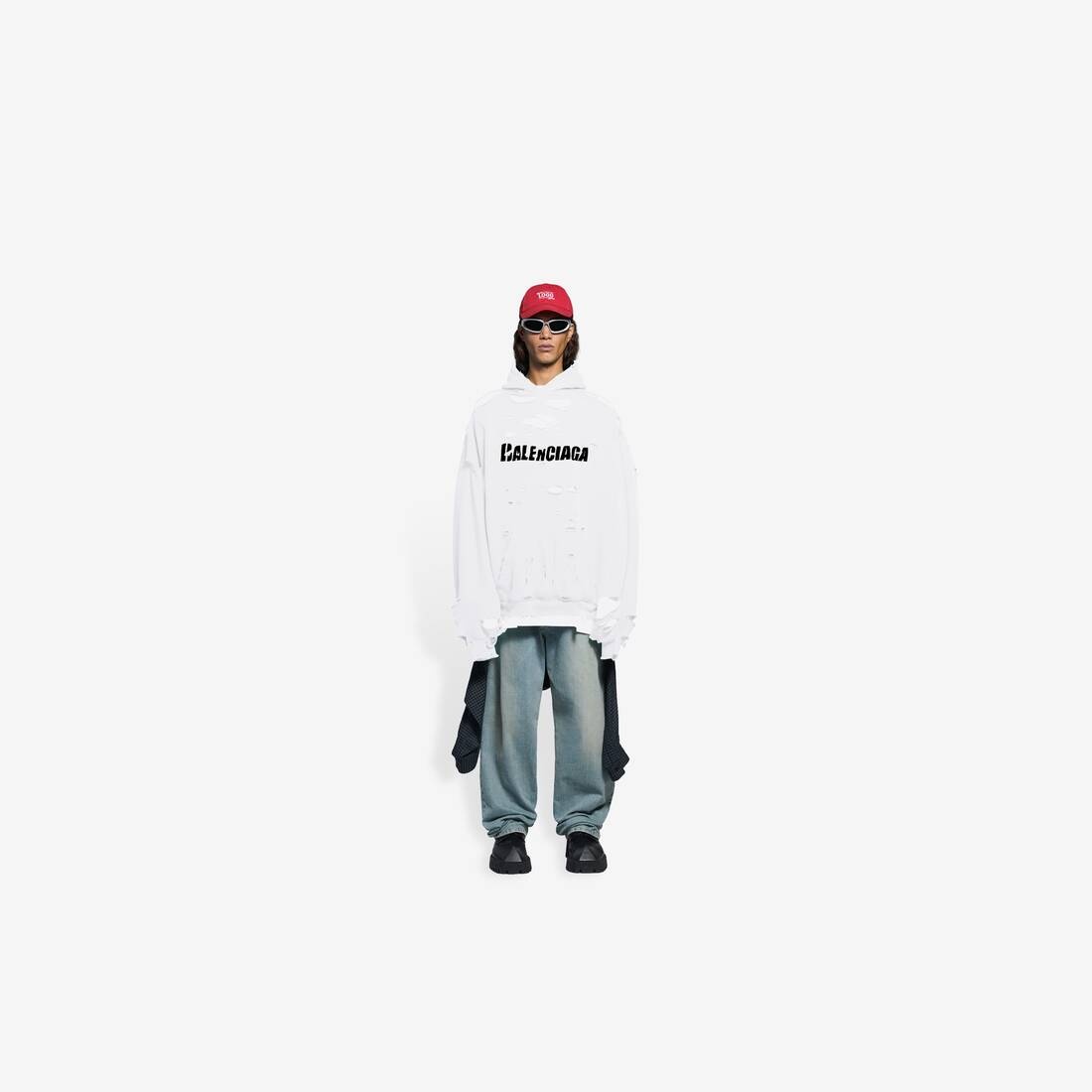 Destroyed Hoodie in White - 6