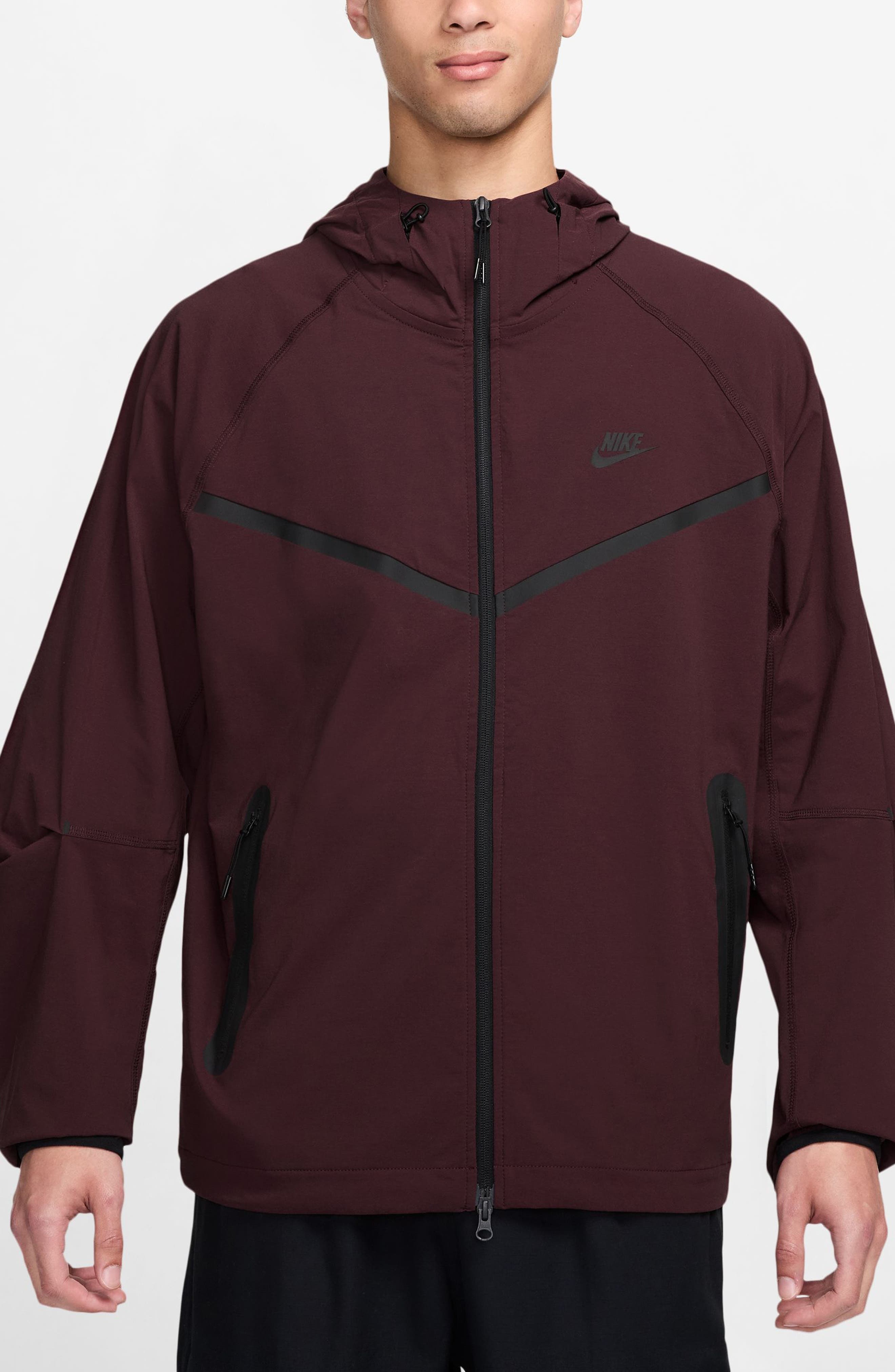 Nike Sportswear Tech Windrunner Jacket in Burgundy Crush/Black at Nordstrom - 1