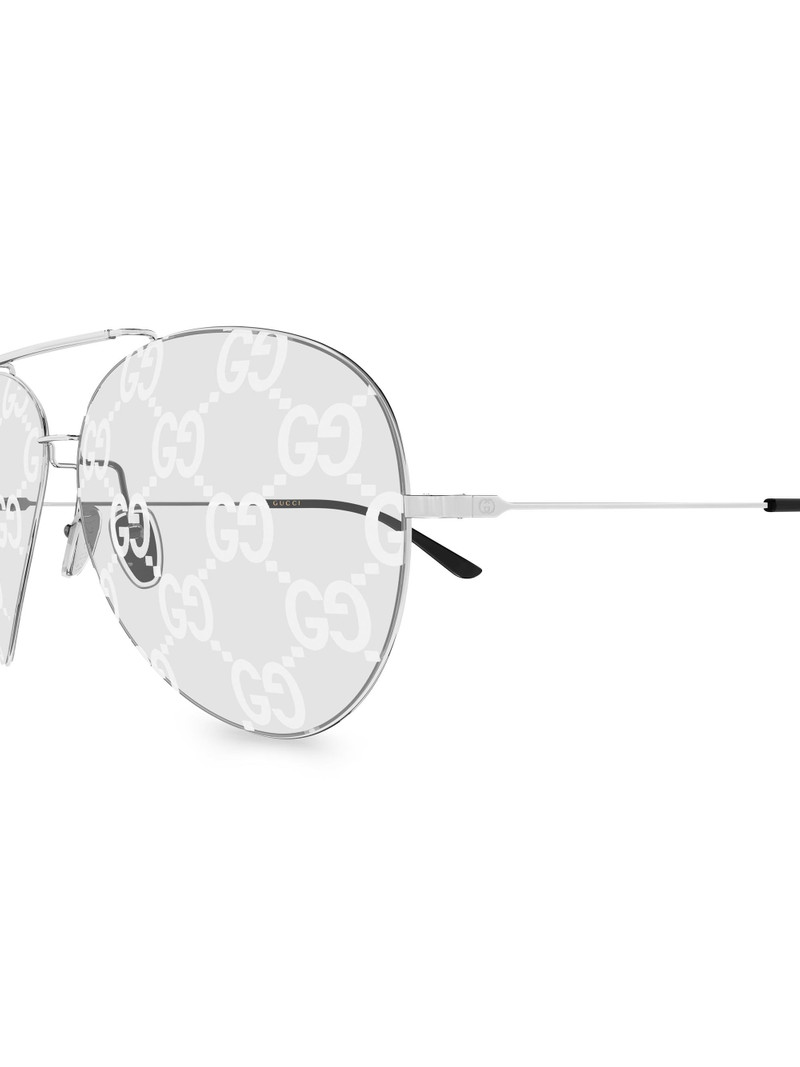 Women's Interlocking 65MM Logo Aviator Sunglasses - Silver Clear 3