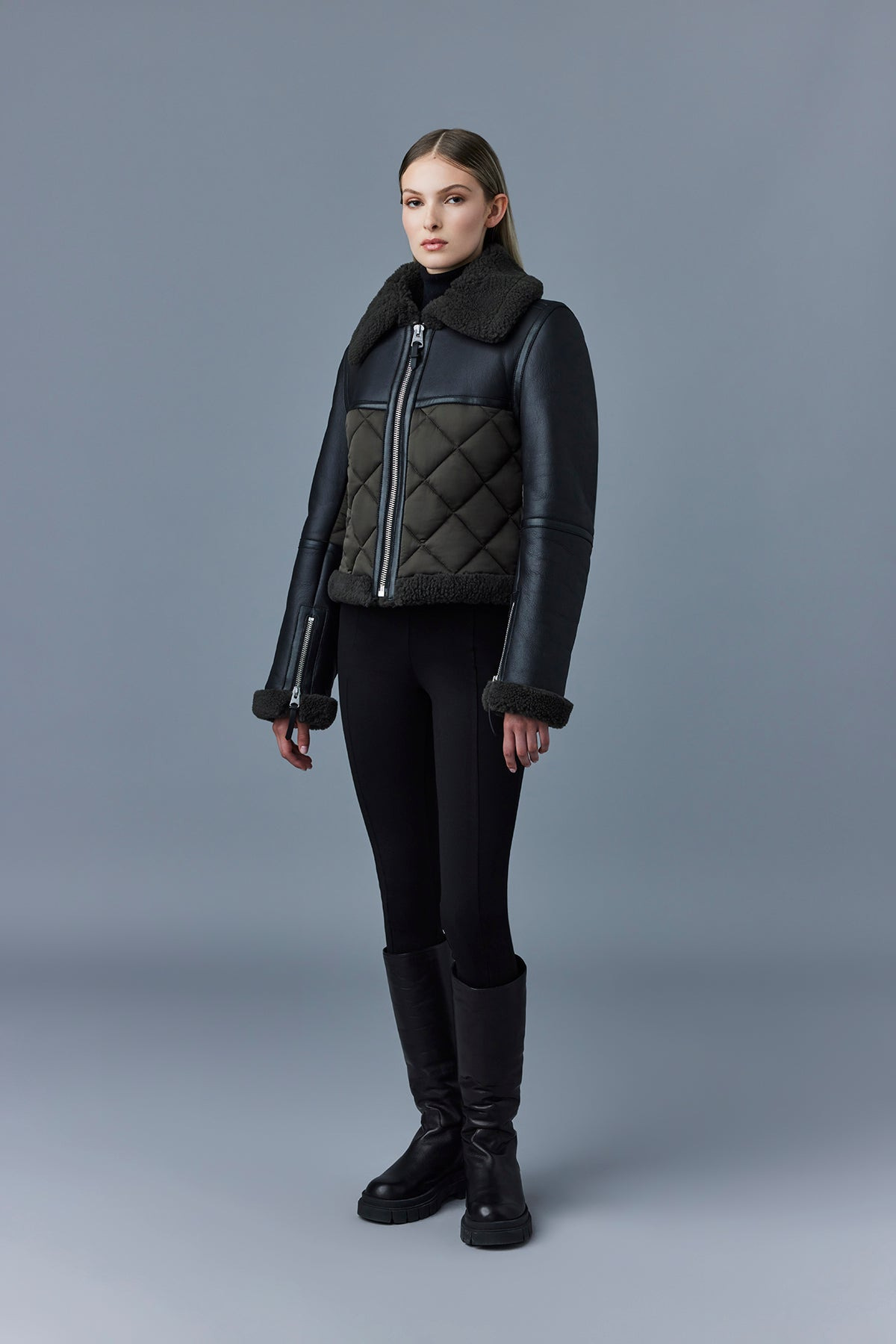 TULIP Quilted sheepskin jacket with shearling trim - 2