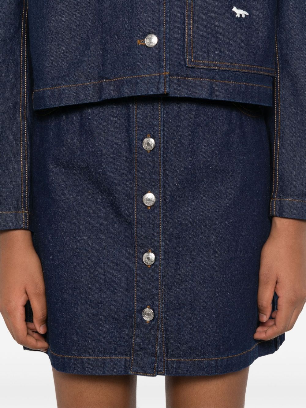 button-up denim mini skirt - 5