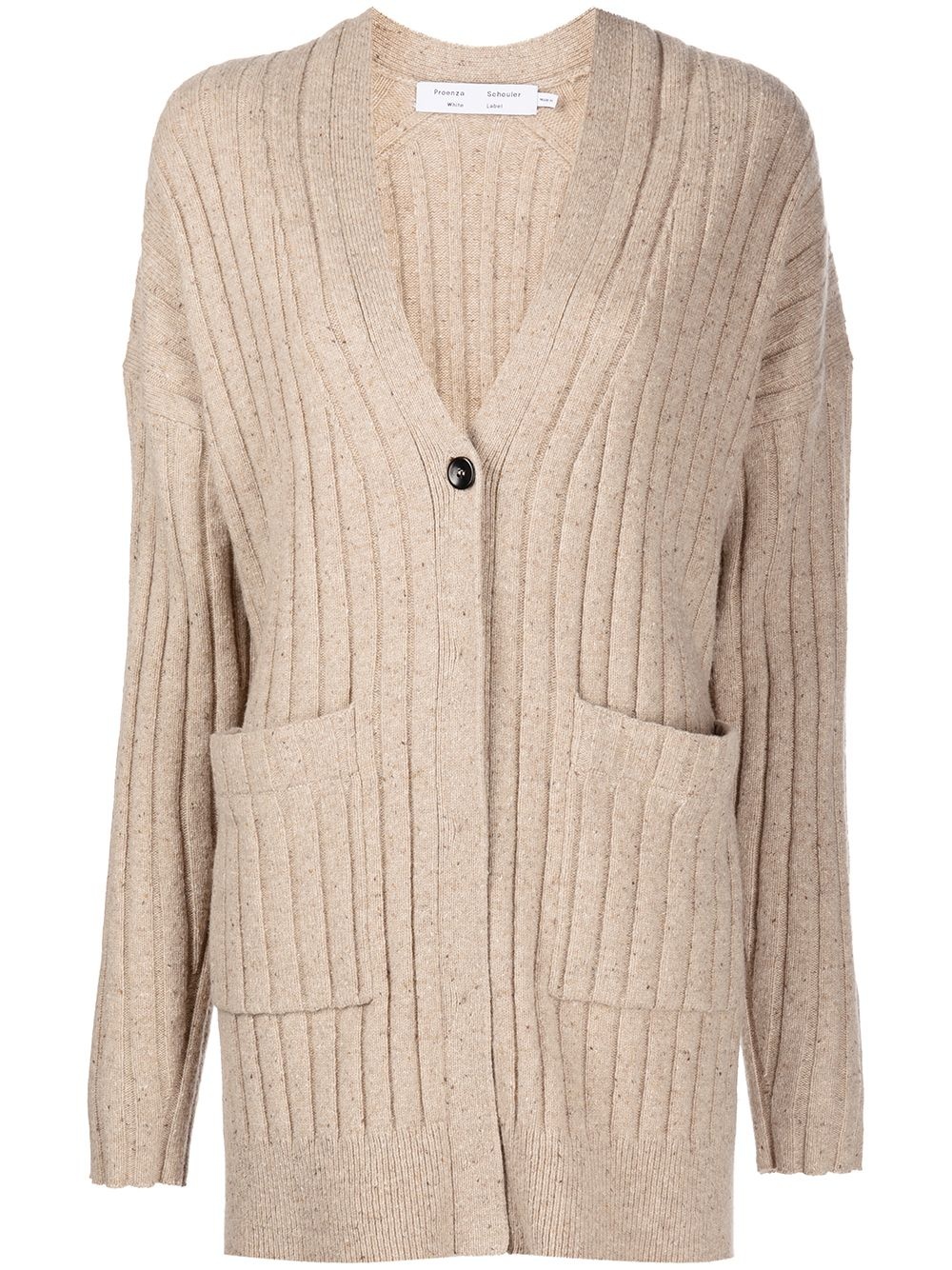 ribbed-knit V-neck cardigan - 1