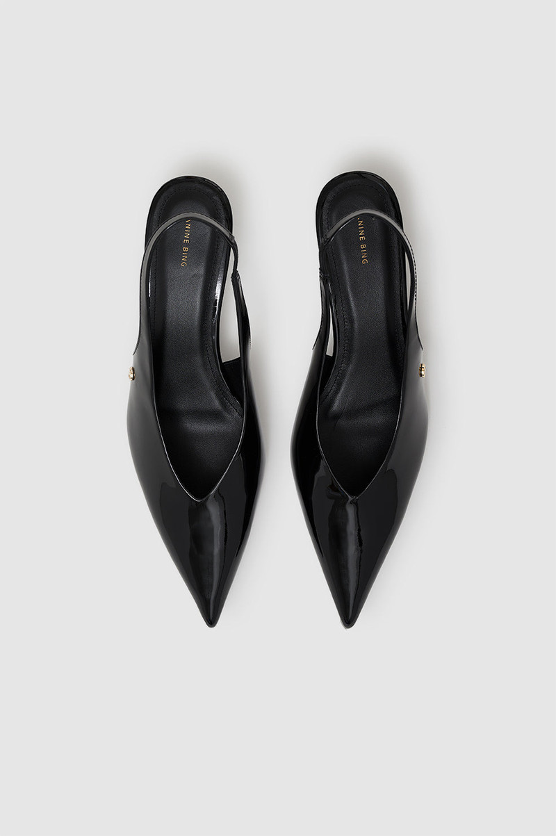 Hilda Slingback Pumps - Black Patent 4