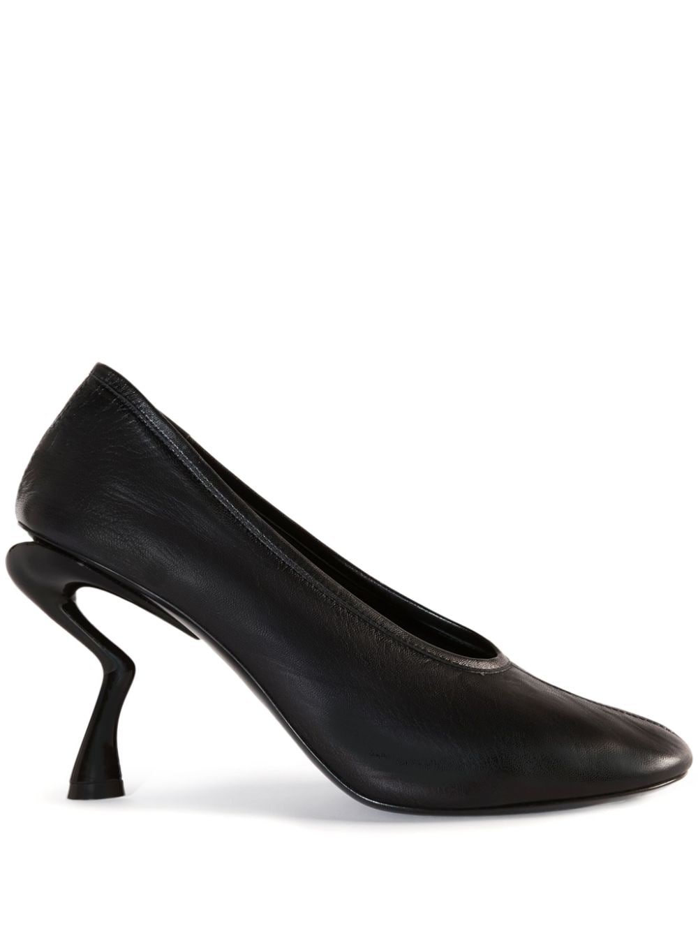 round toe leather pumps - 1