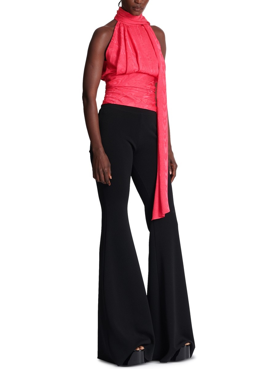 Sleeveless Top With Draped Collar - 7