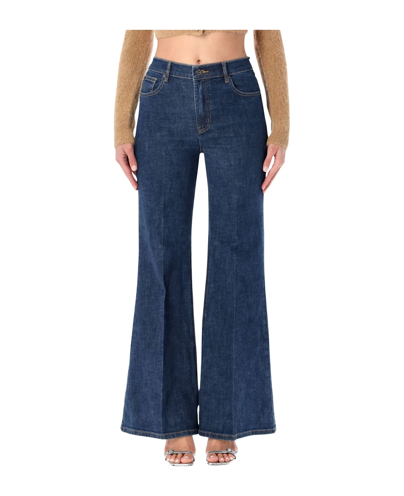 Self-portrait High-waisted Blue Fared Jeans - 1