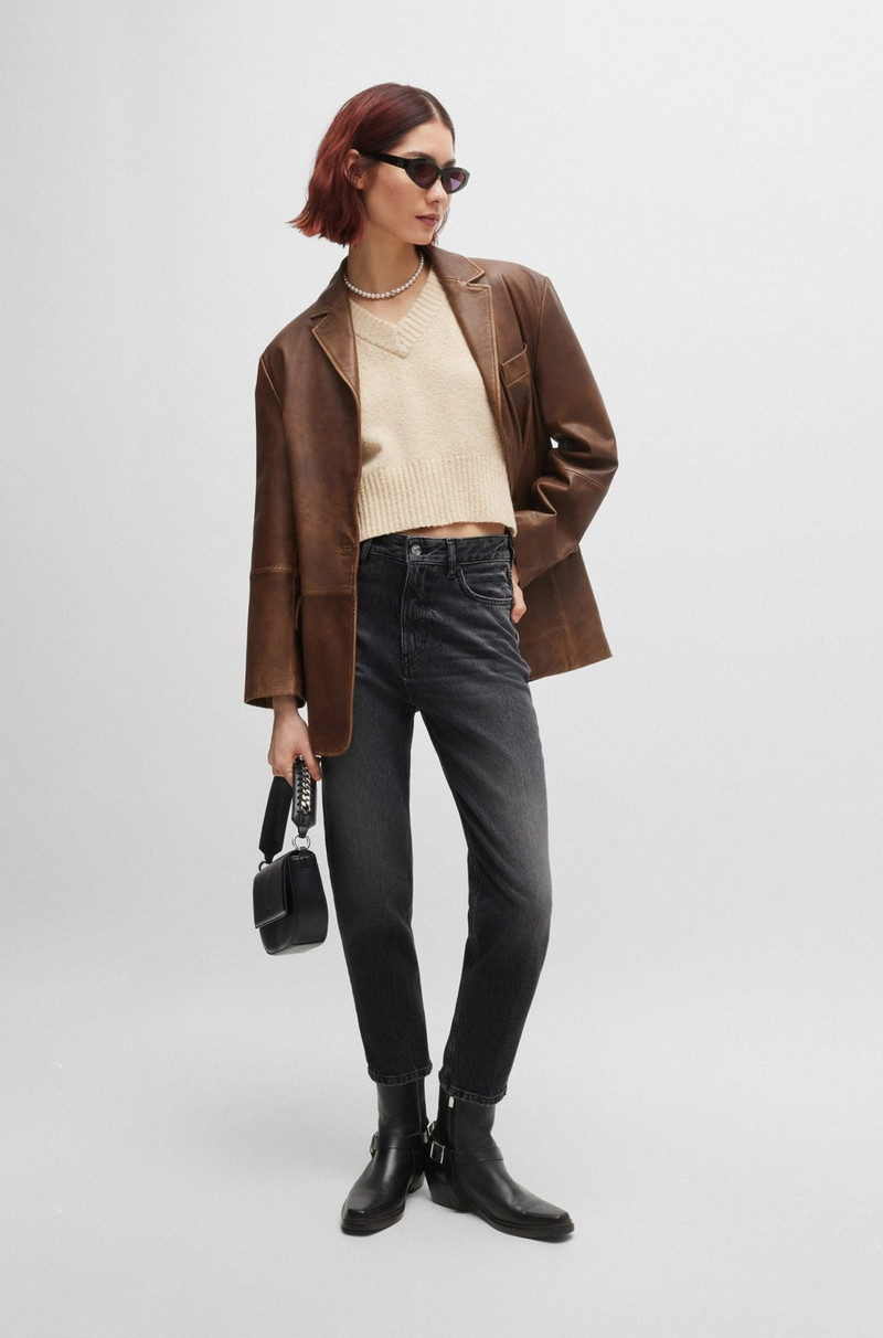 HUGO MOM-FIT JEANS IN DARK-GRAY COMFORT-STRETCH DENIM outlook