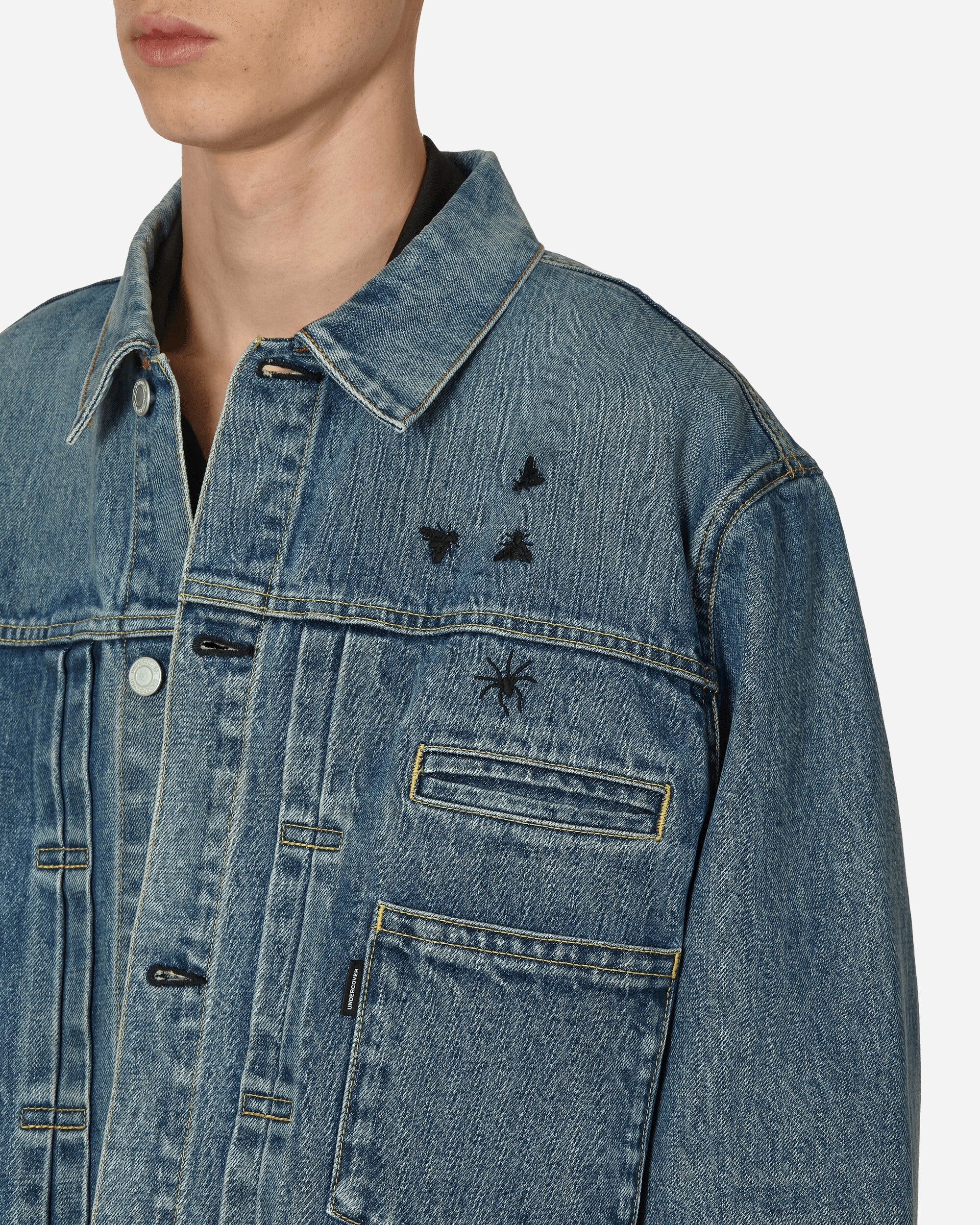 Embroidered Denim Jacket Light Blue Indigo - 5