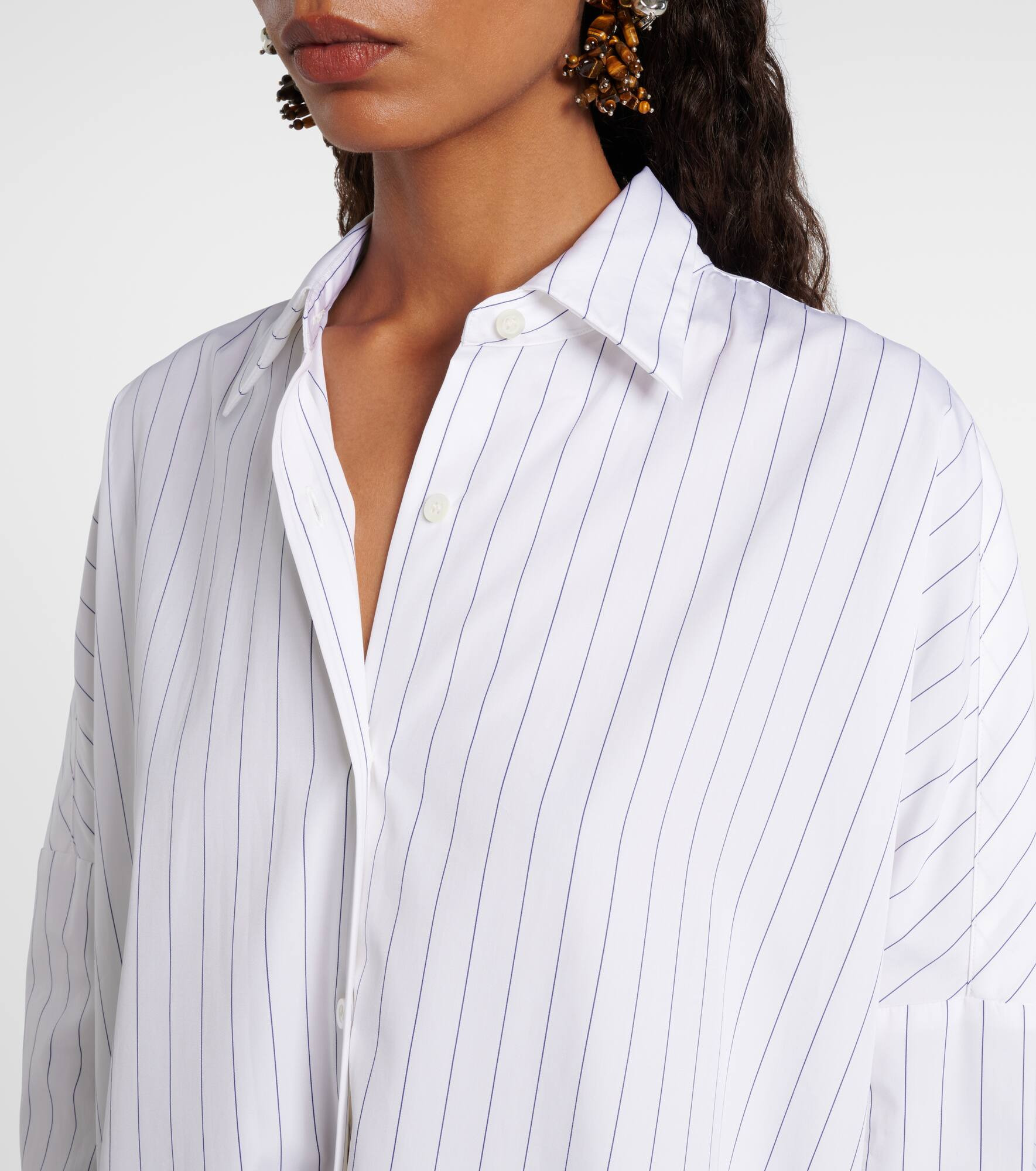 Oversized striped cotton poplin shirt - 4