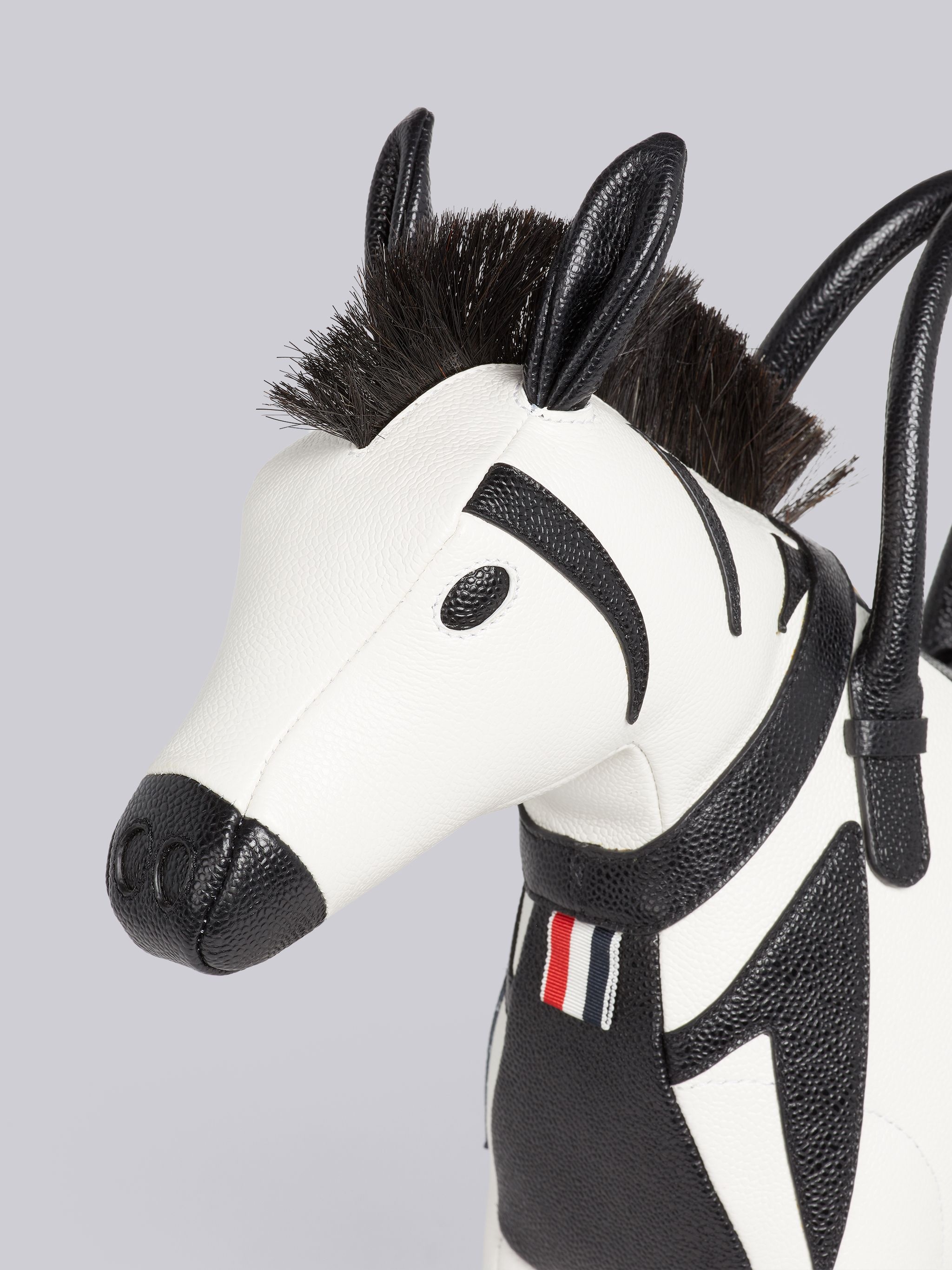 Black and White Pebble Grain Leather Zebra Bag - 2