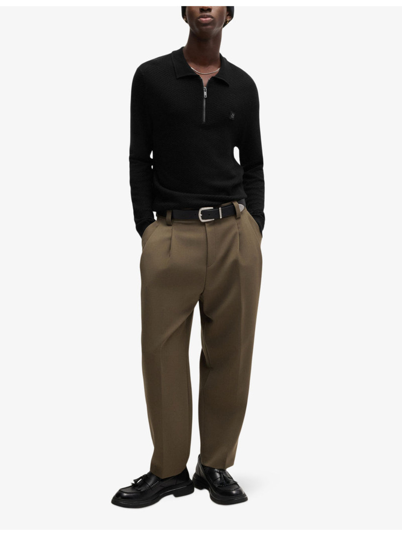 HUGO Logo-embroidered zip-neck knitted jumper outlook