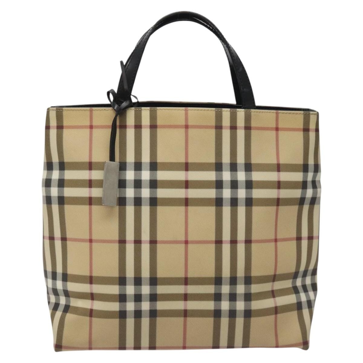 Burberry Nova Check Hand Bag Pvc Beige Silver - 13
