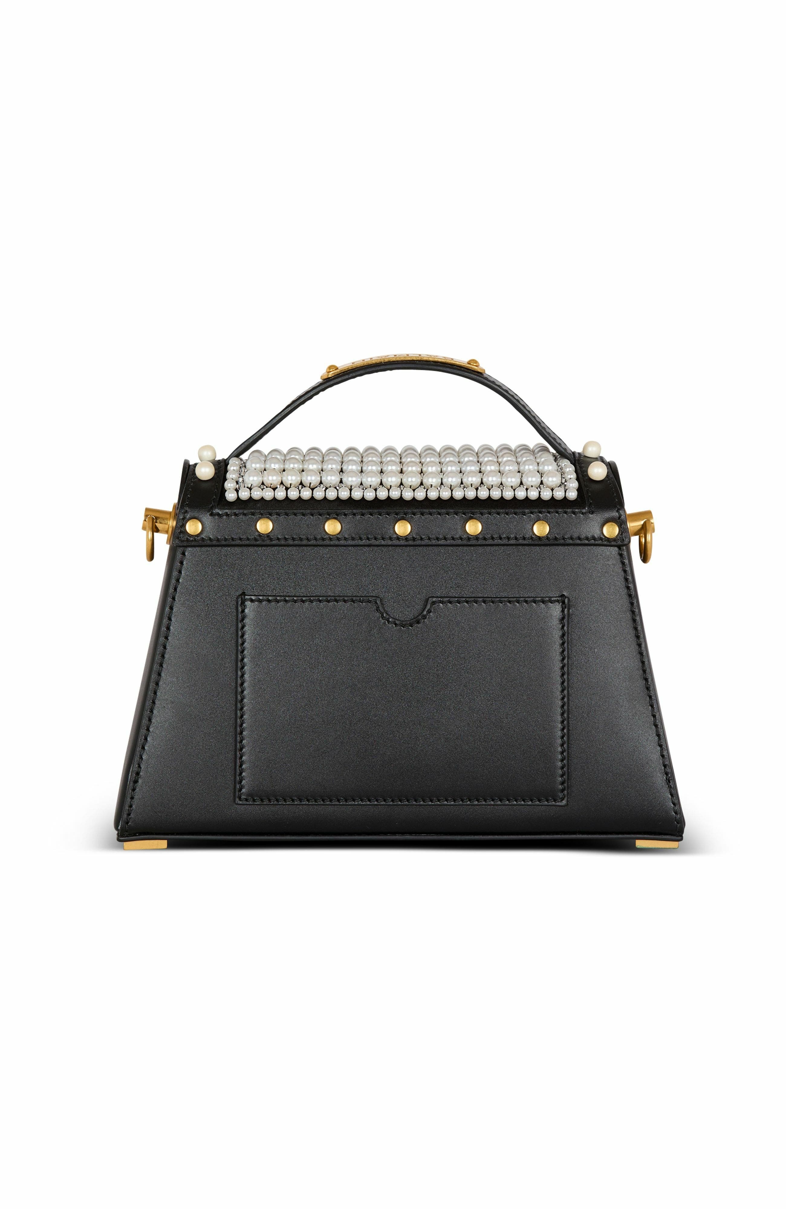 Balmain B-Buzz Dynasty bag in leather and embroidered satin in Black at Nordstrom - 4