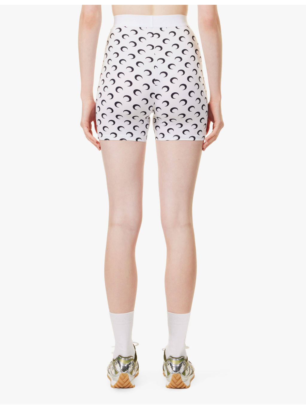 Moon-print high-rise recycled stretch-jersey shorts - 4