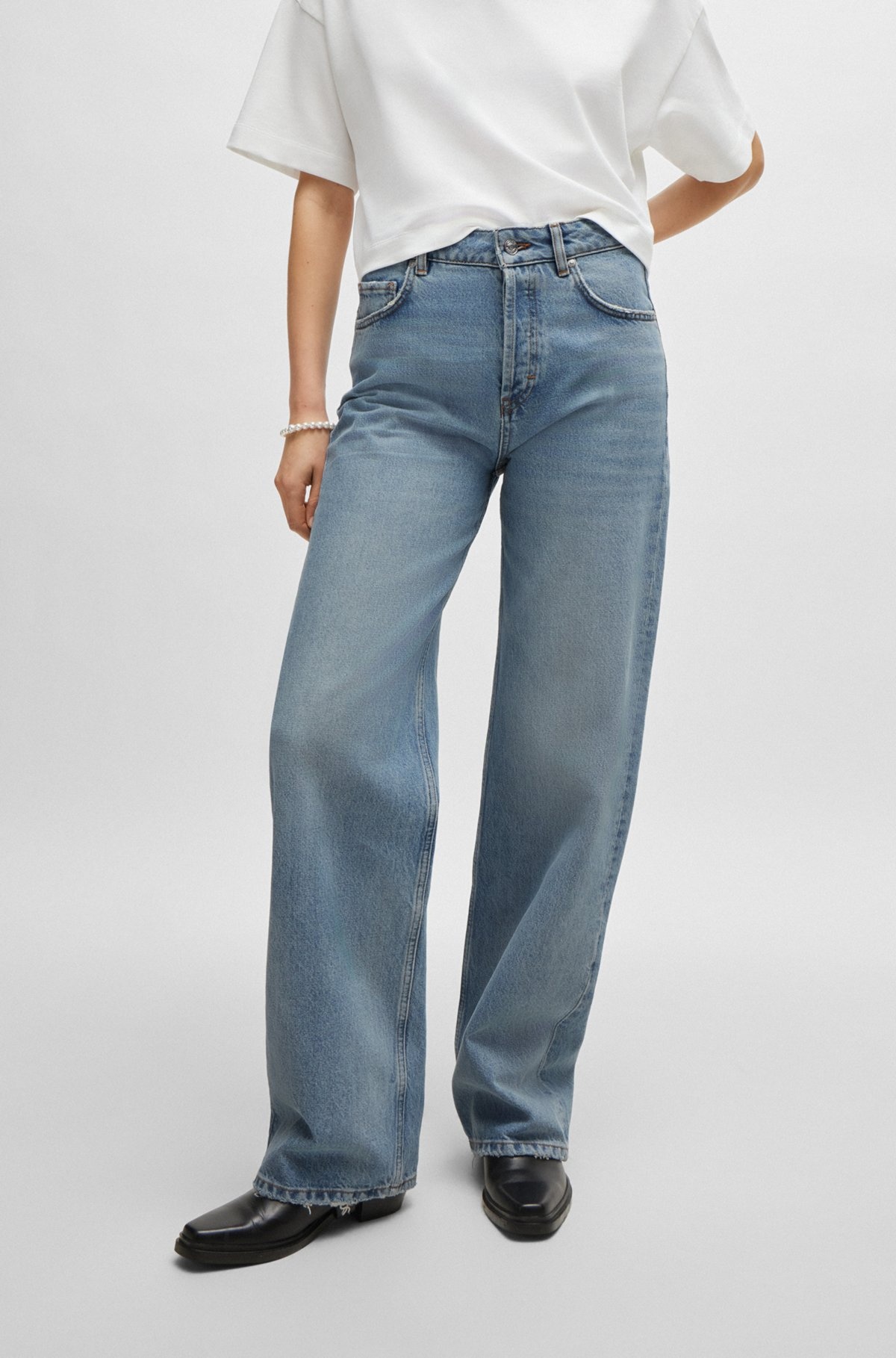 WIDE-LEG JEANS IN MID-BLUE RIGID DENIM - 2