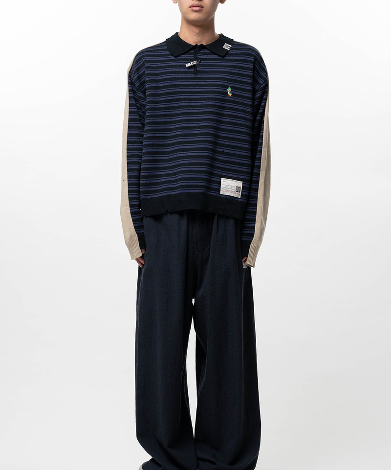 Front Back Combined Knit Polo Sweater 3
