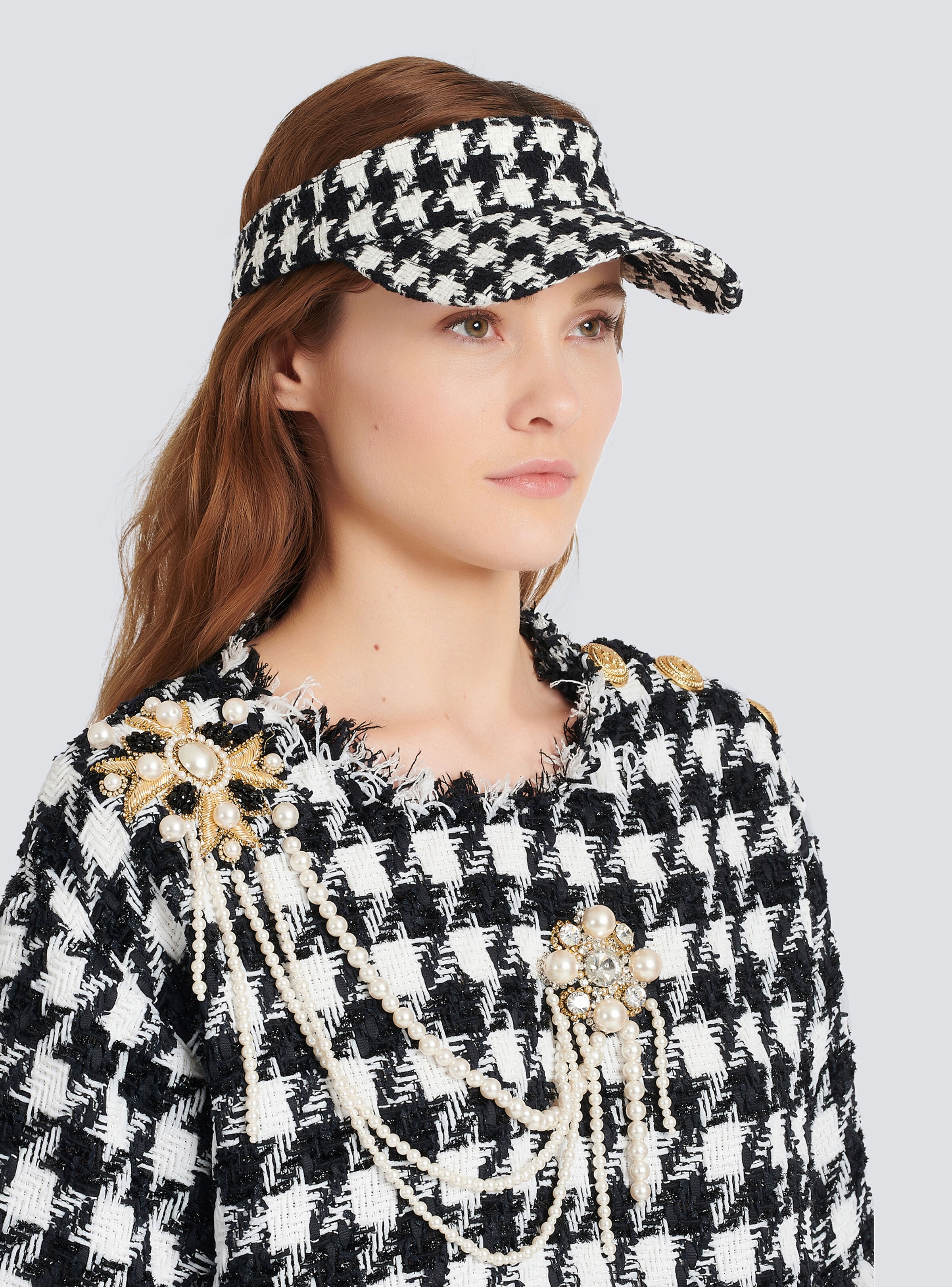 Houndstooth print visor cap - 2