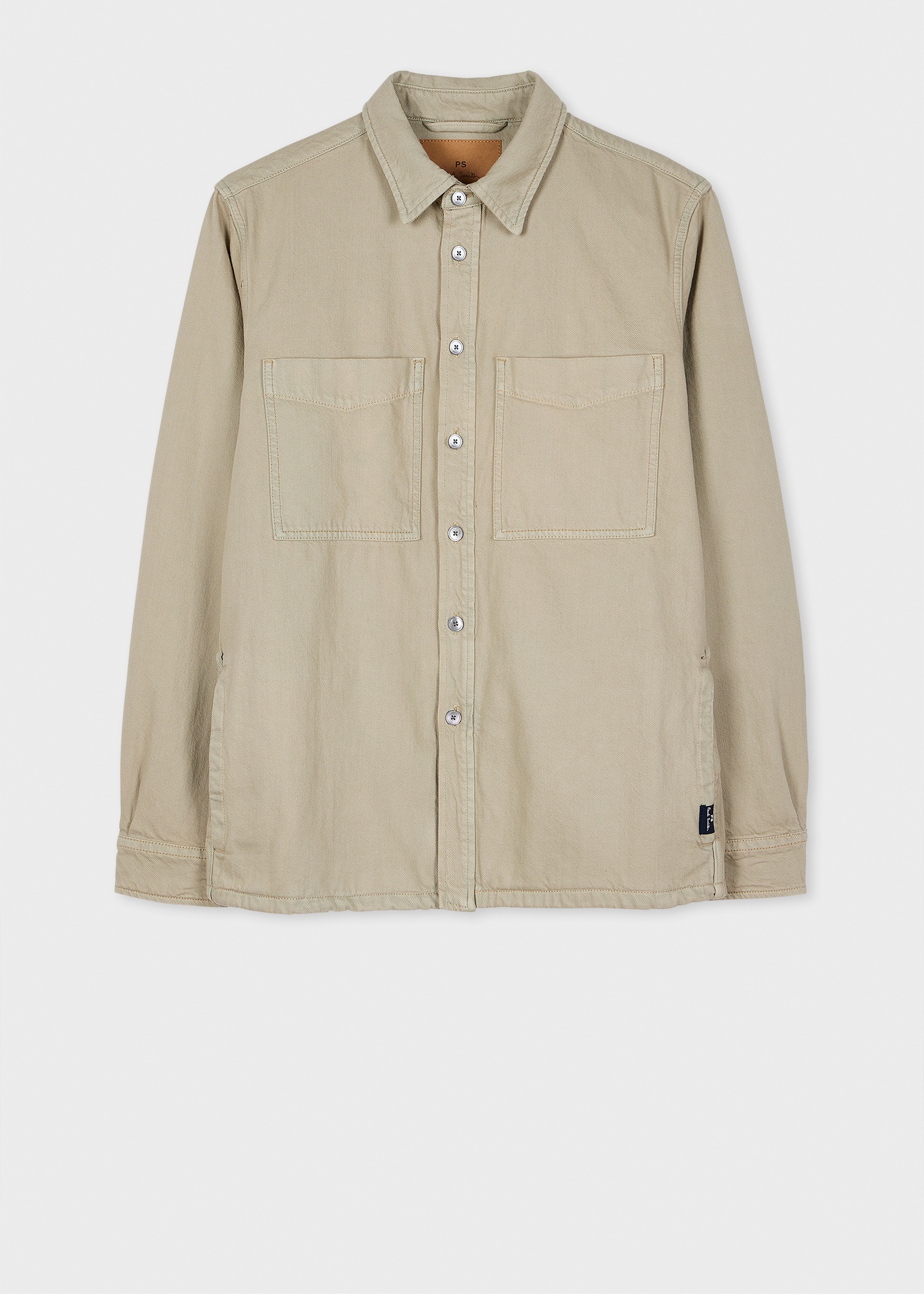 Beige Bleached Denim Shirt Jacket - 1