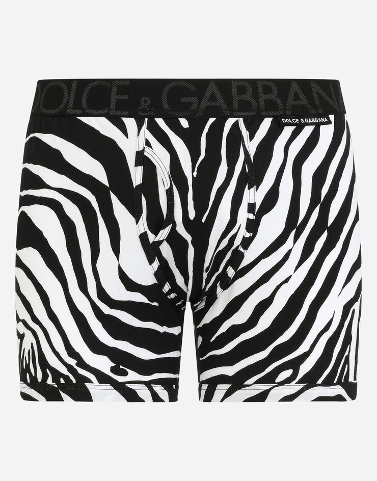 Long-leg stretch cotton boxers with zebra print - 1