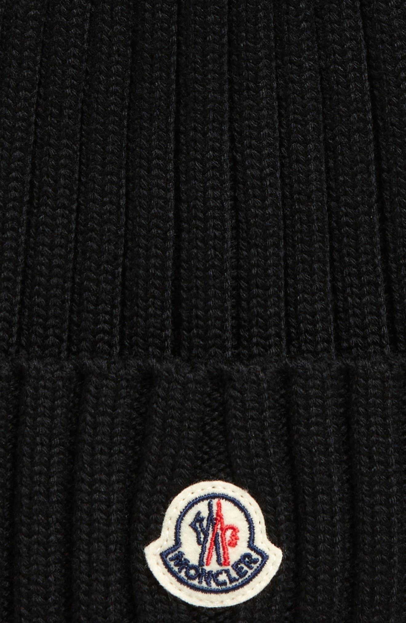 Logo Patch Cuff Virgin Wool Rib Beanie - 2