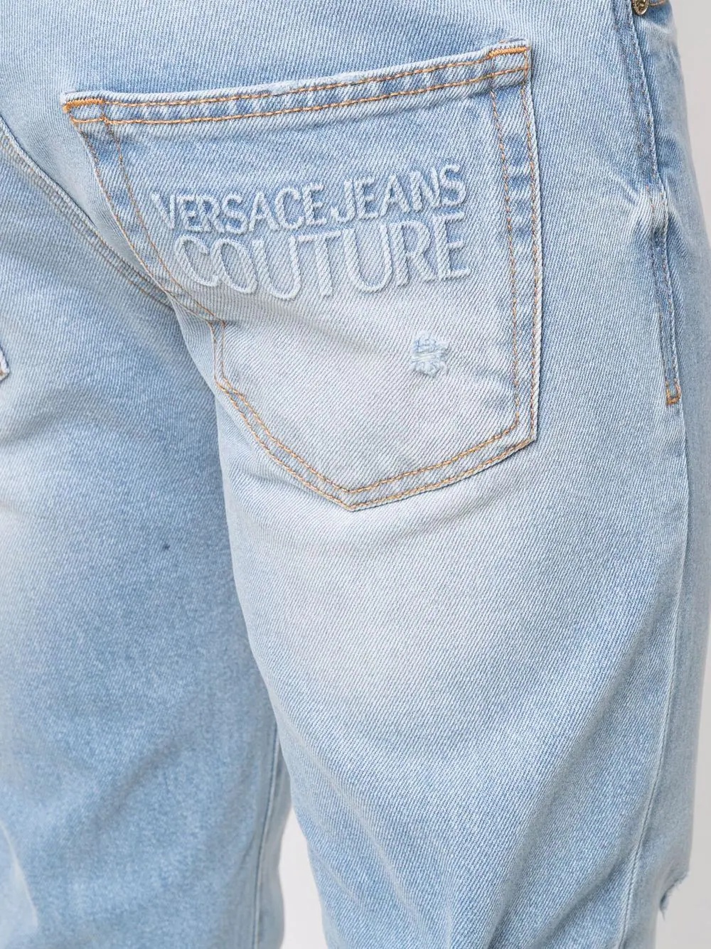 logo-embossed straight jeans - 5