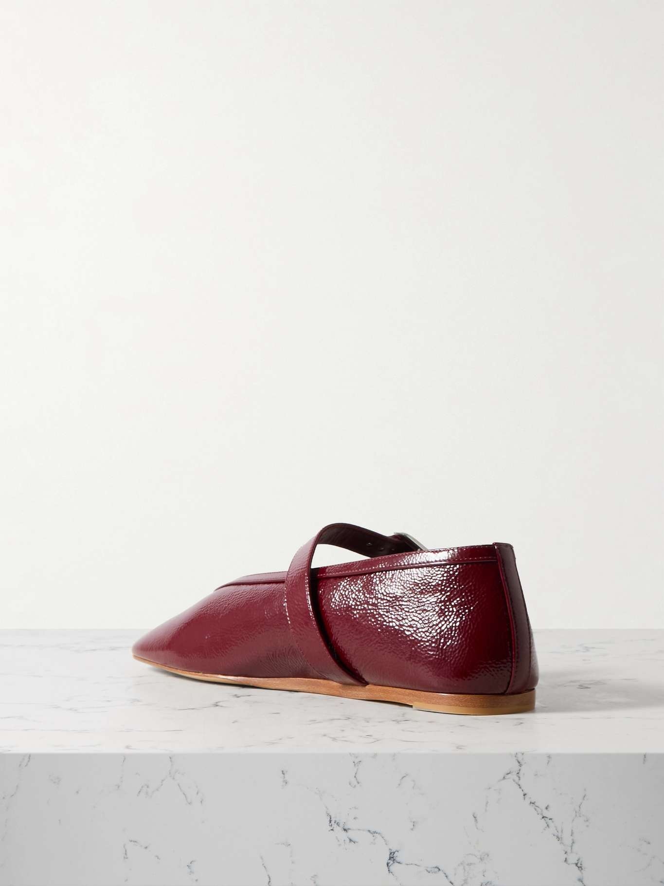 Stella textured patent-leather Mary Jane ballet flats - 3