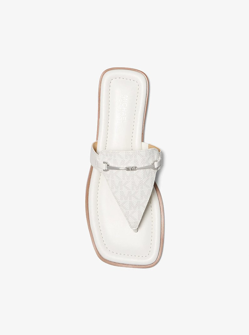 Lena Signature Logo and Leather T-Strap Sandal 3