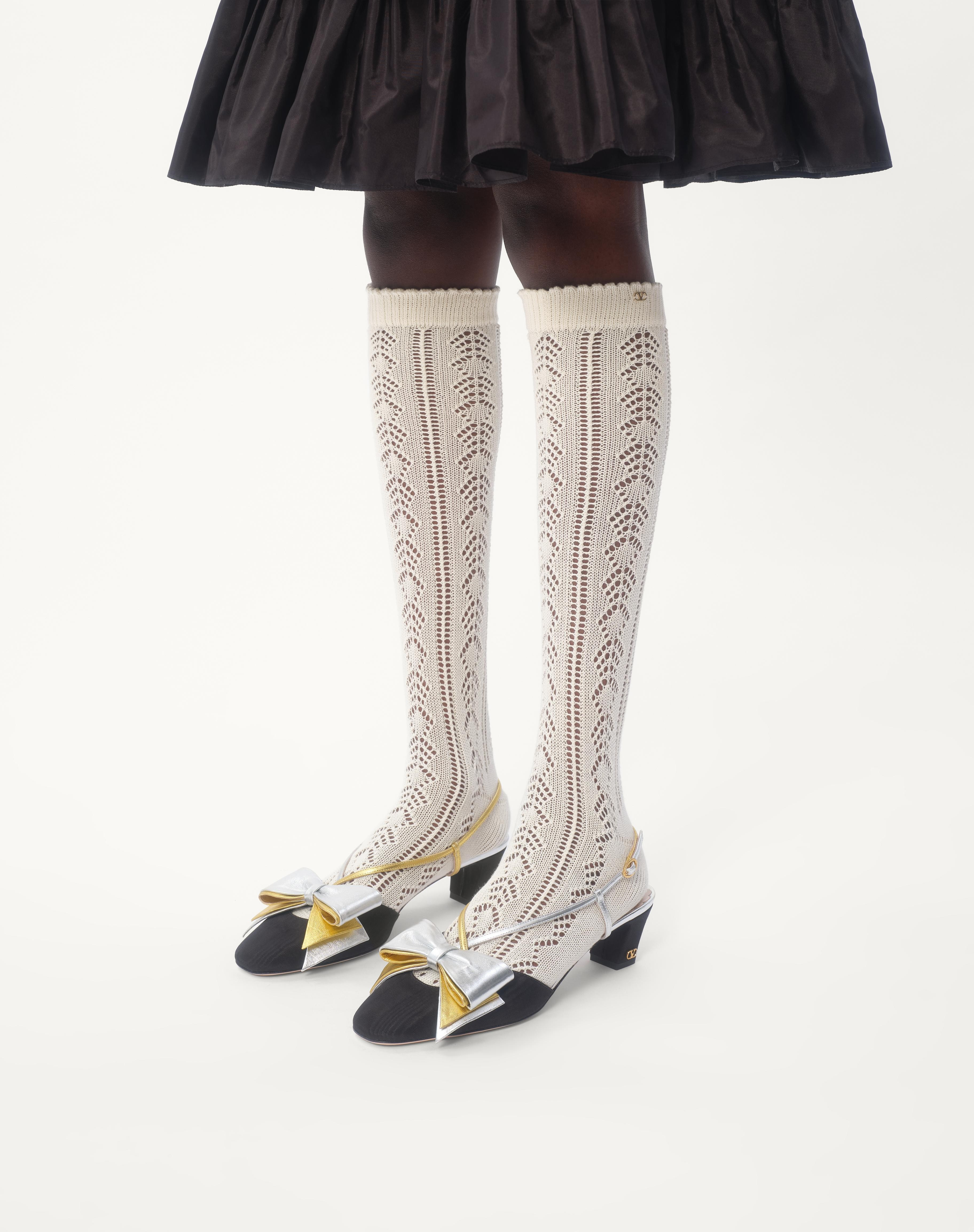 BOWOW SLINGBACK PUMPS IN MOIRÈ FABRIC 45MM - 2